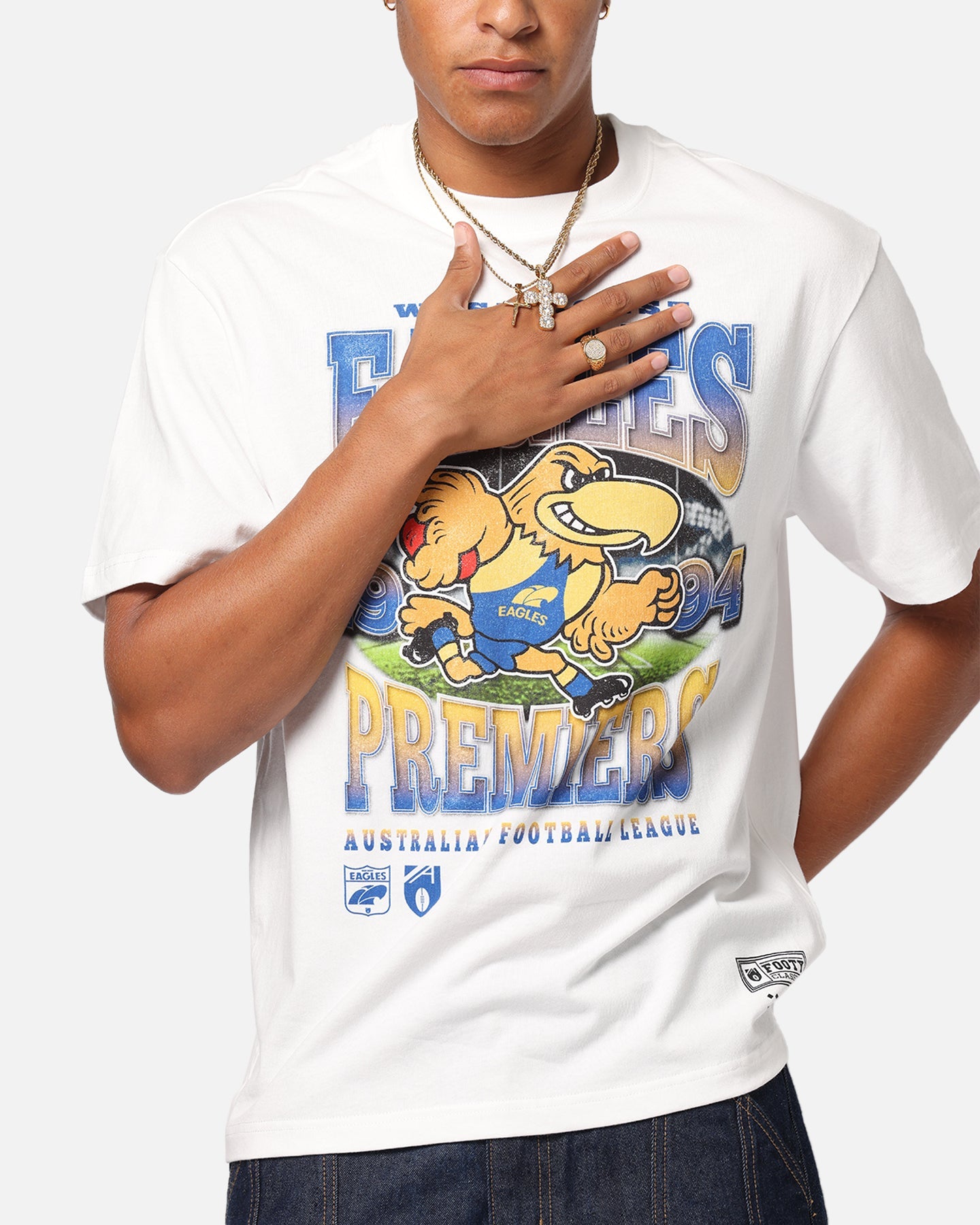 Mitchell & Ness West Coast Eagles Mascot T-Shirt Vintage White
