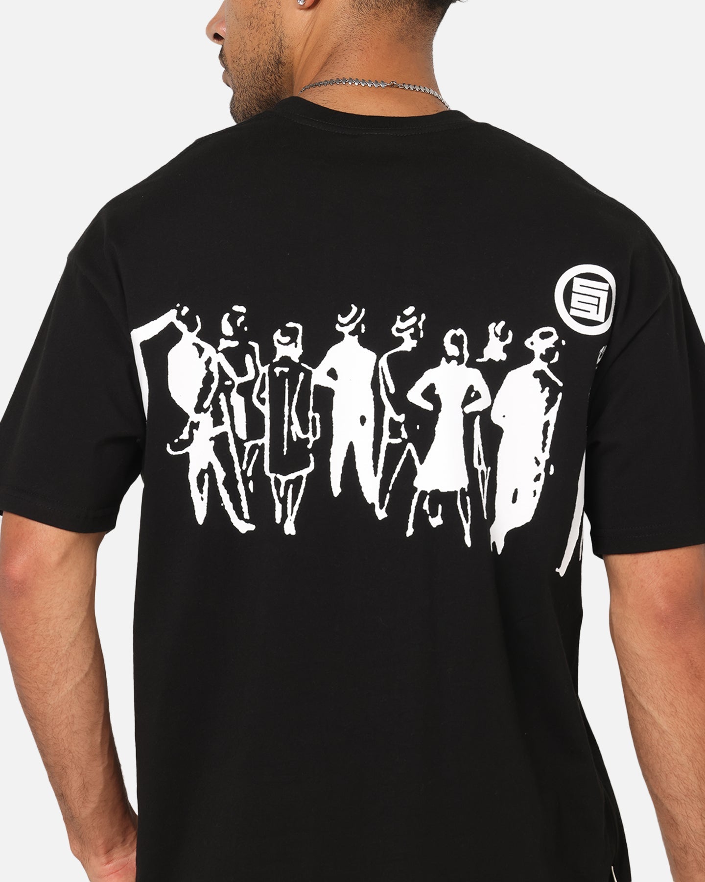 S Double People Stripe T-Shirt Black