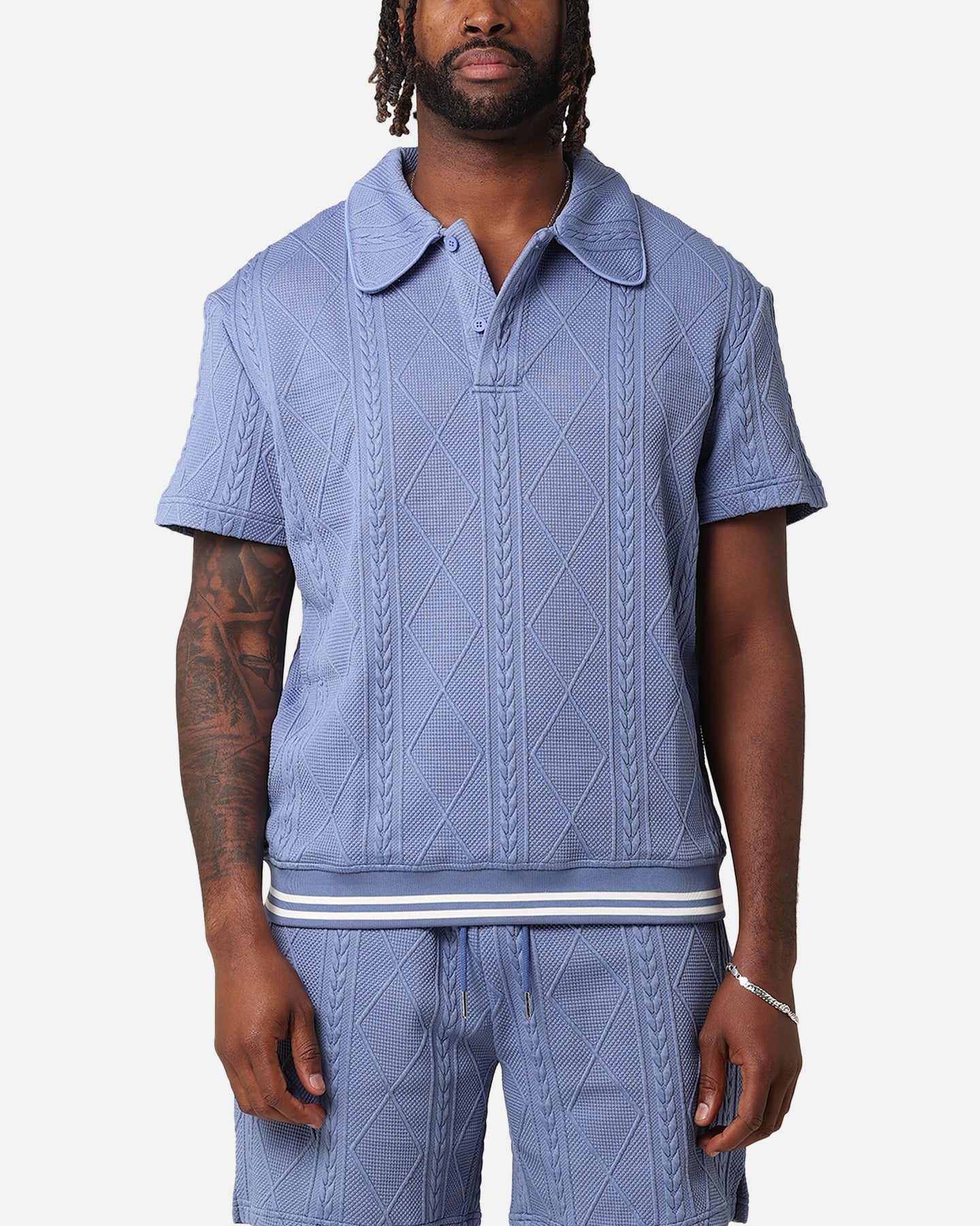 XXIII Danny Knit Polo Shirt Floral Blue
