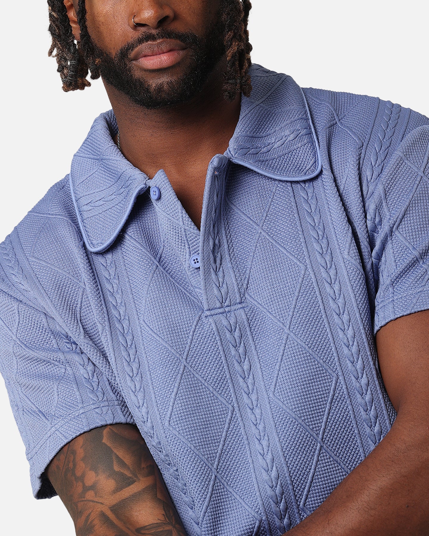 XXIII Danny Knit Polo Shirt Floral Blue