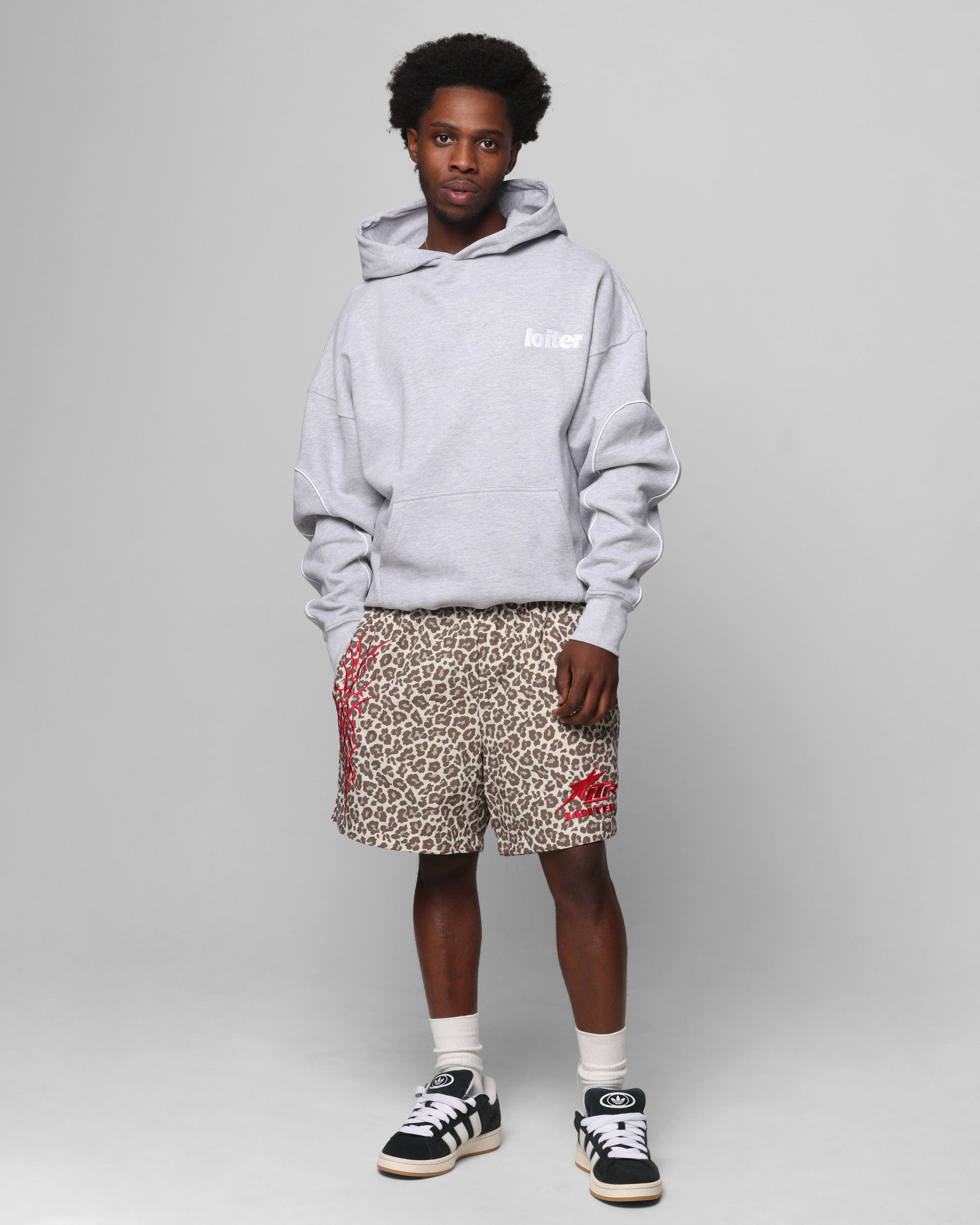 Loiter Pin Line Premium Hoodie Grey Marle