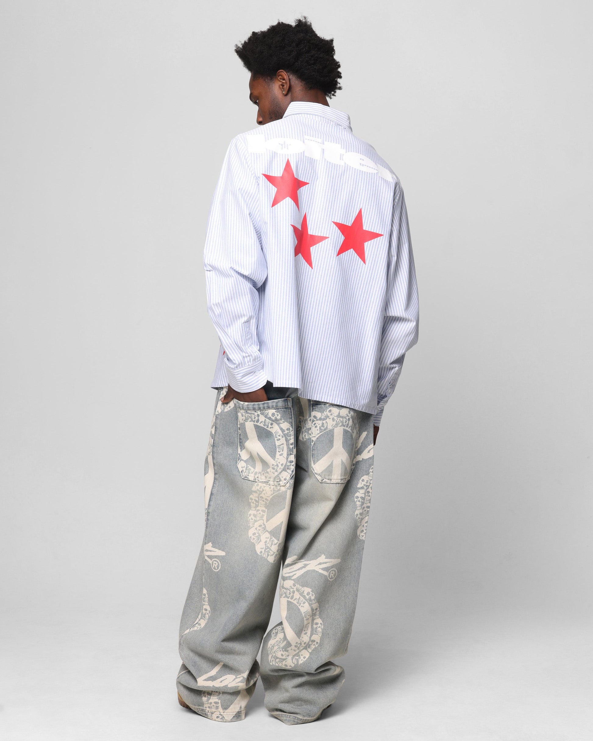 Loiter Solar Button Up Shirt Blue Pin Stripe