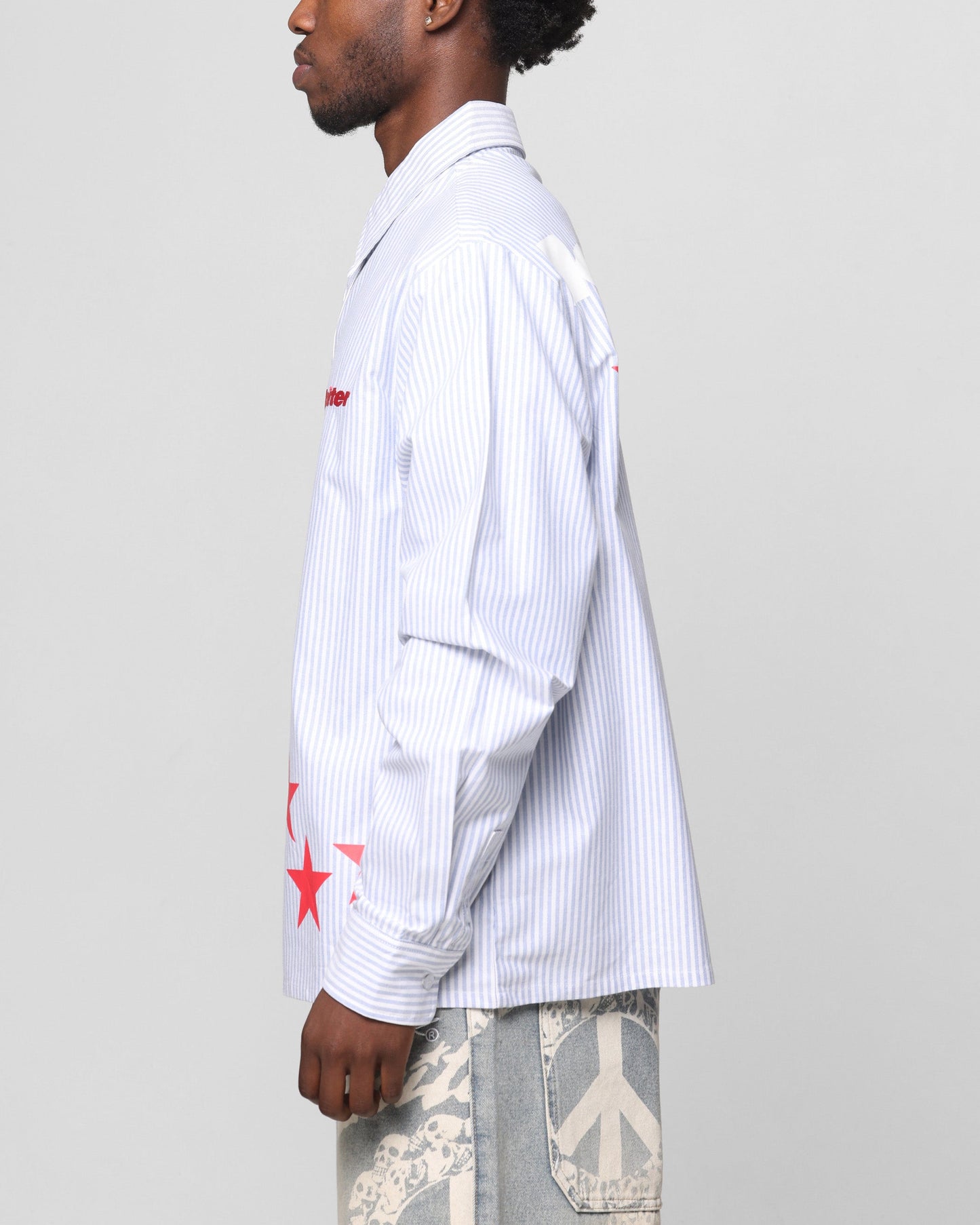 Loiter Solar Button Up Shirt Blue Pin Stripe