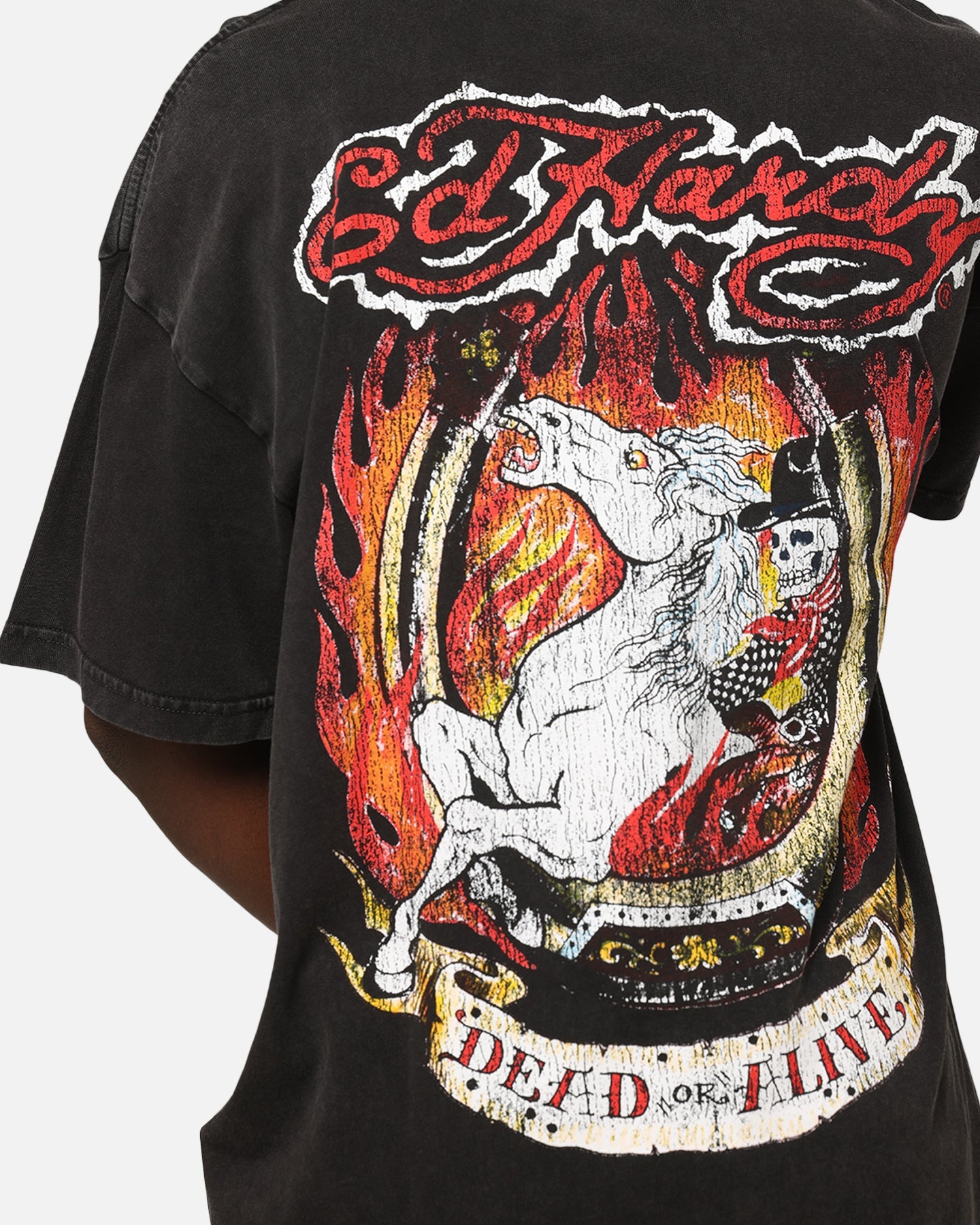 Ed Hardy Horse Power Vintage T-Shirt Black Acidwash