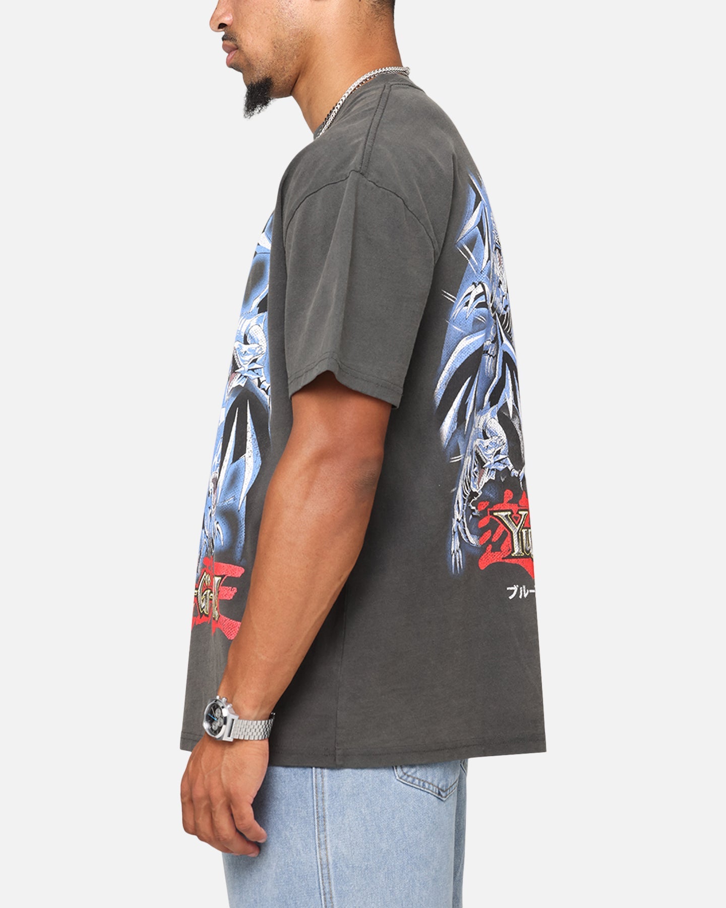 Goat Crew X Yu-Gi-Oh! Kaiba Blue Eyes Heavy T-Shirt Black Wash
