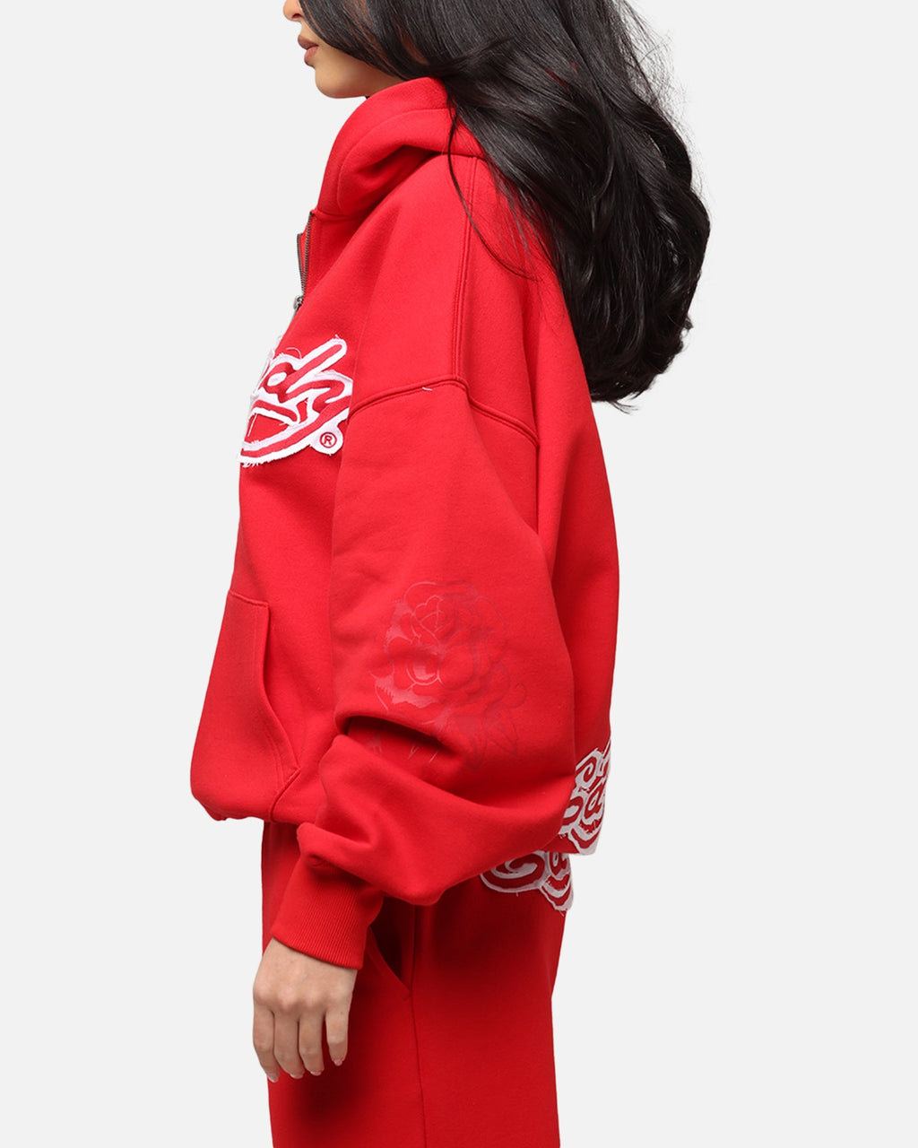 Ed Hardy Women's Rose Zip Hoodie Red