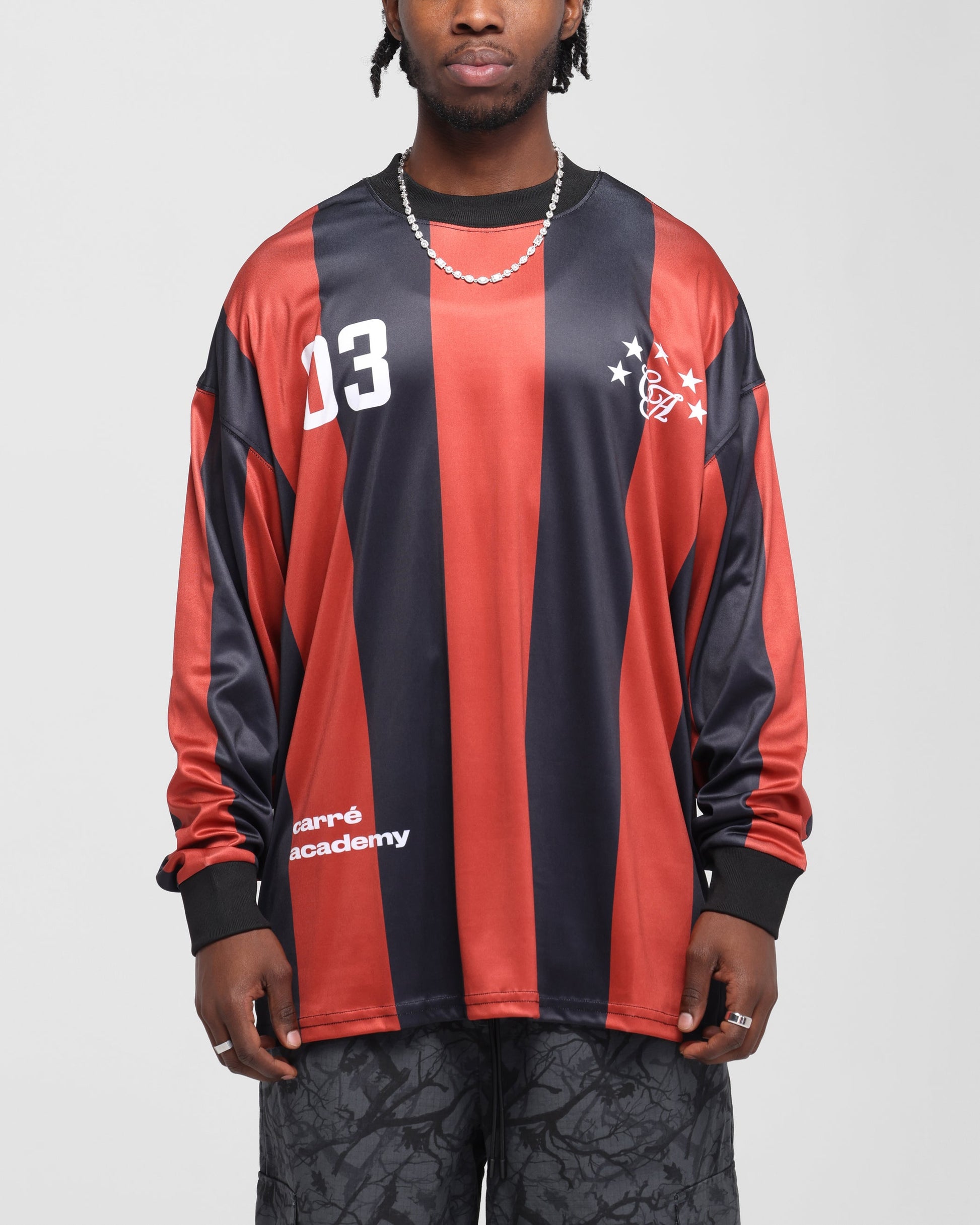 Carre Academy Oversized Long Sleeve T-Shirt Red/Black
