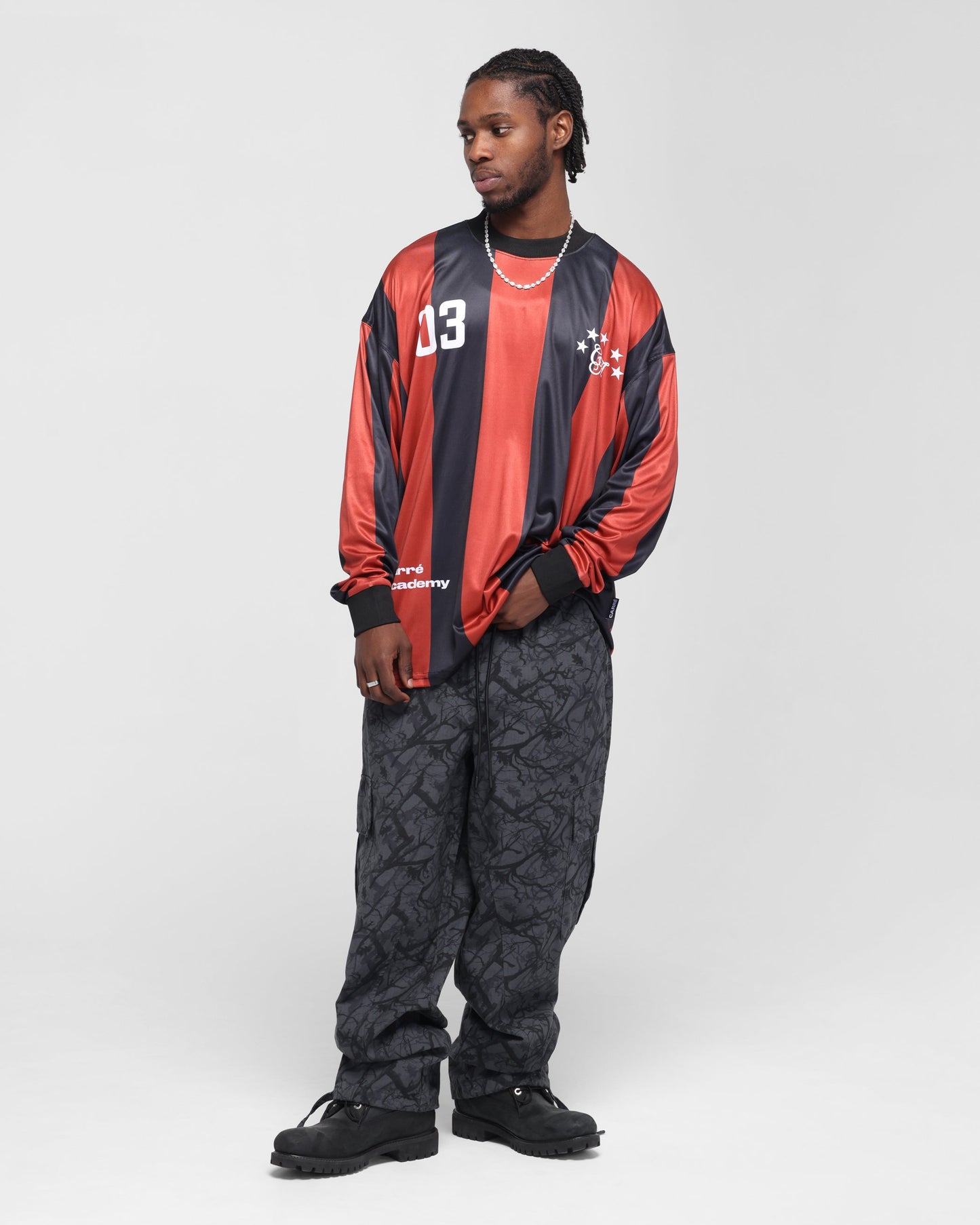 Carre Academy Oversized Long Sleeve T-Shirt Red/Black