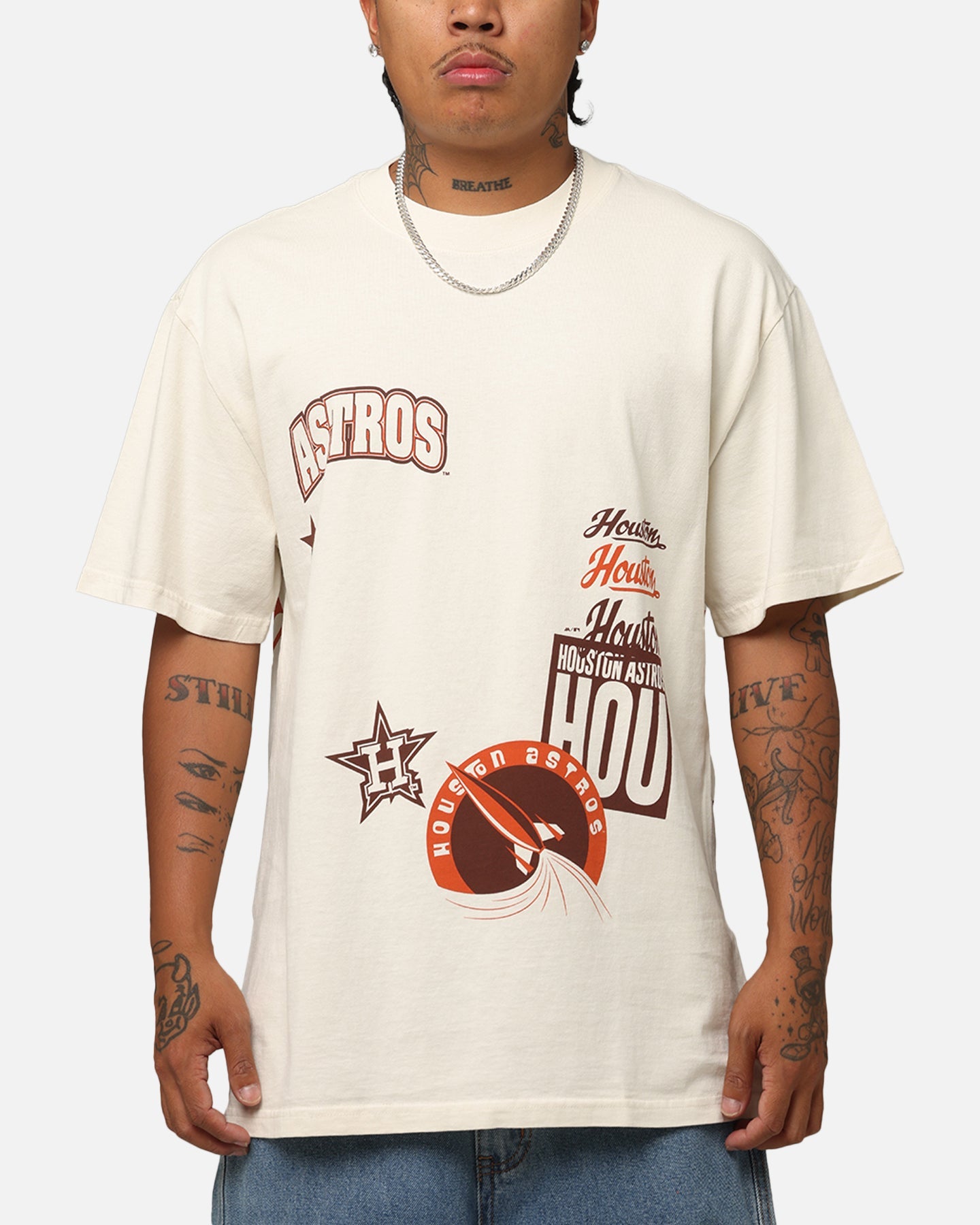 Majestic Athletic Houston Astros Patchwork T-Shirt Ecru
