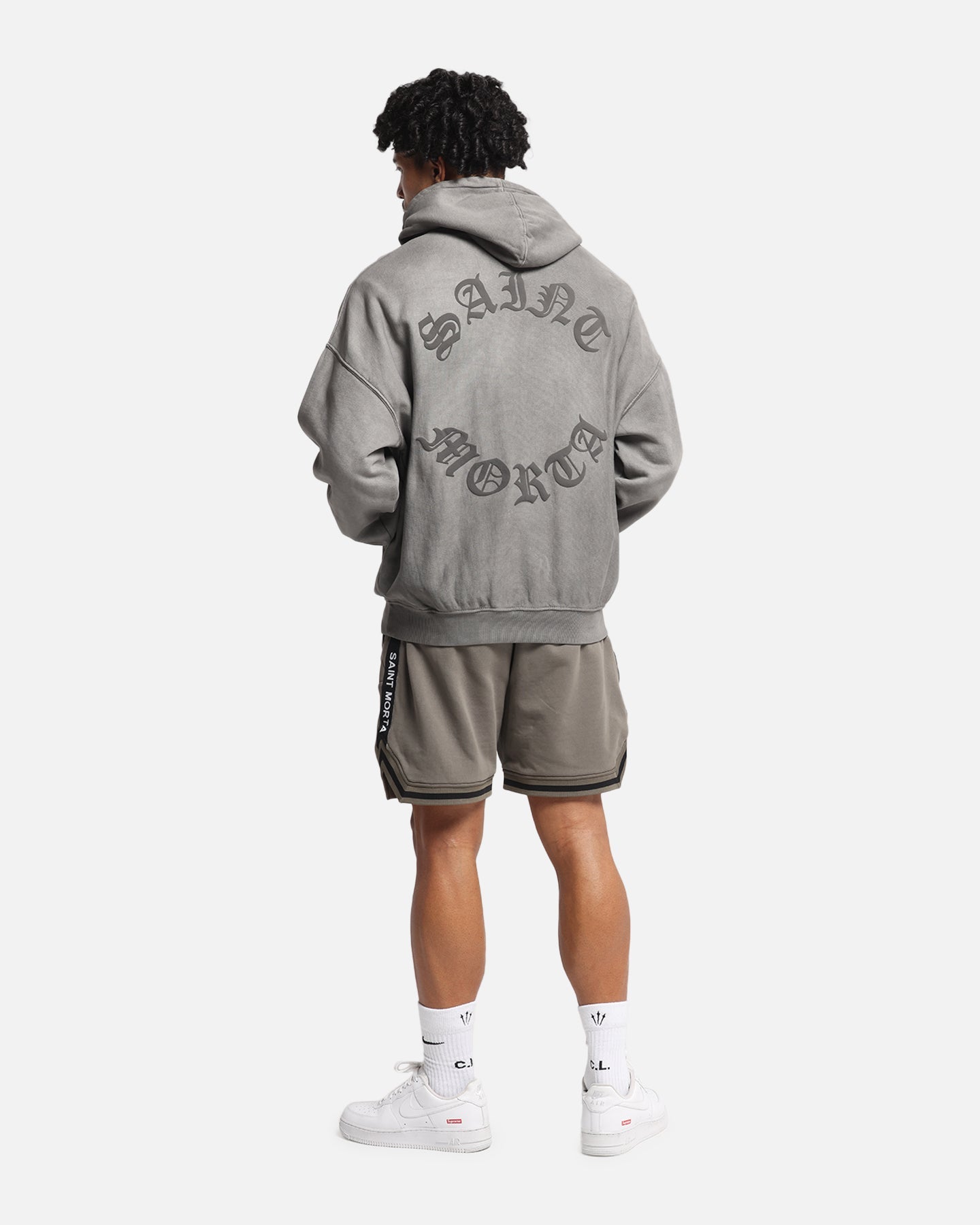Saint Morta Mortal Boxy Hoodie Washed Charcoal