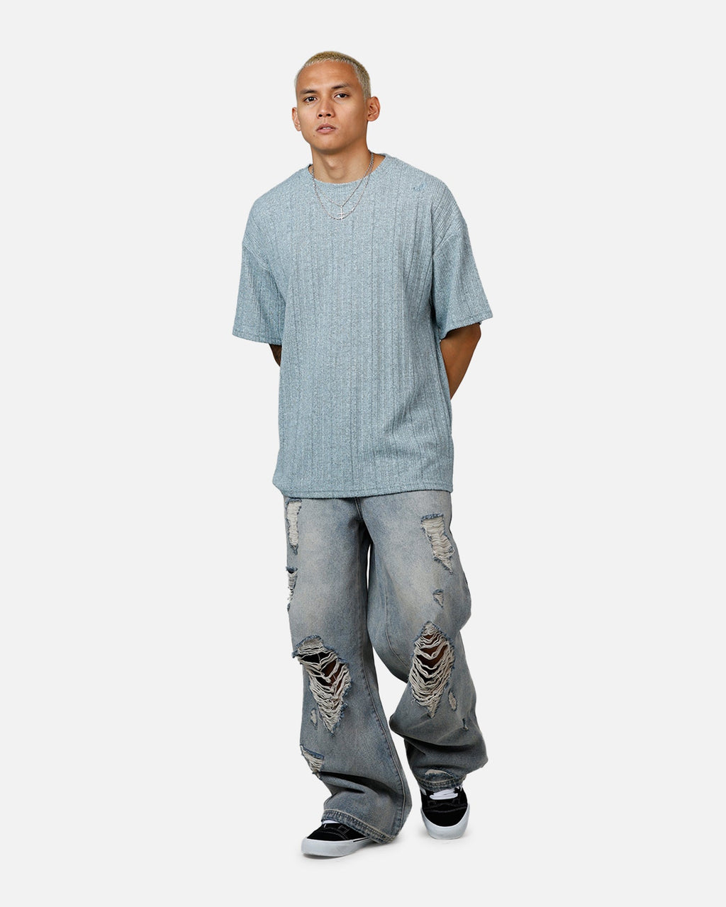 XXIII Rib Knit T-Shirt Blue Marle