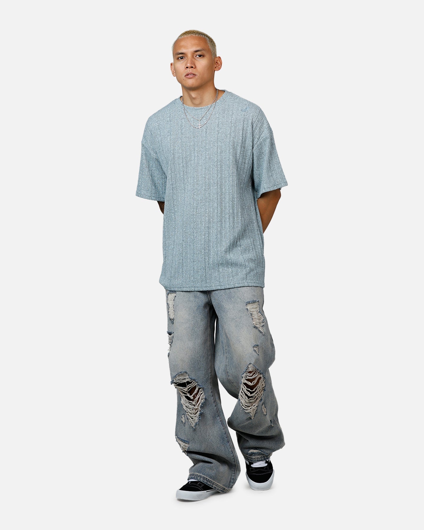 XXIII Rib Knit T-Shirt Blue Marle