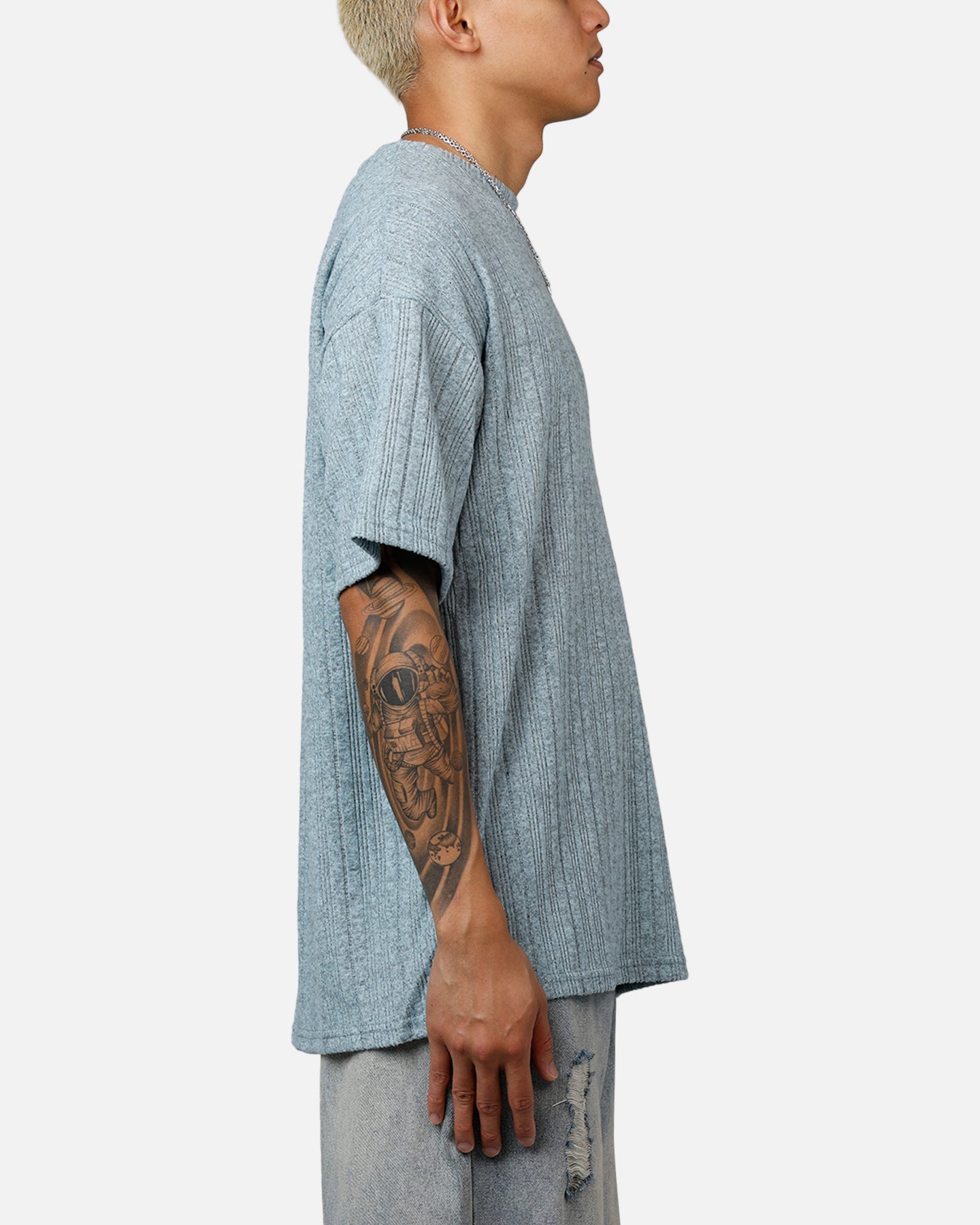 XXIII Rib Knit T-Shirt Blue Marle
