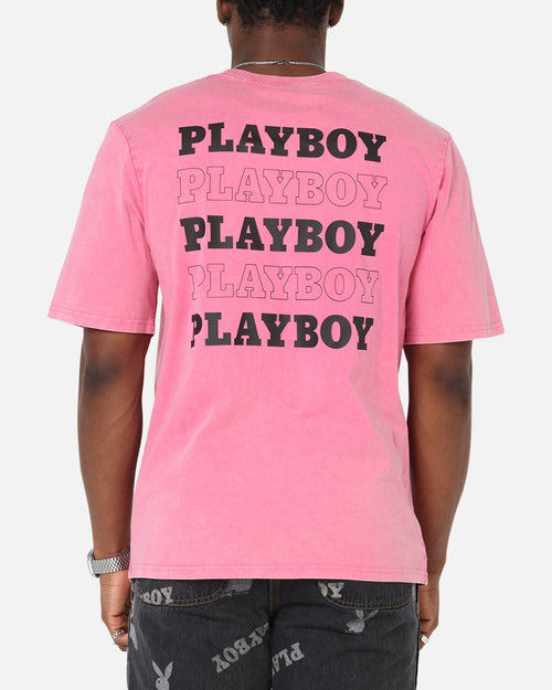 Playboy Stack Washed T-Shirt Washed Raspberry