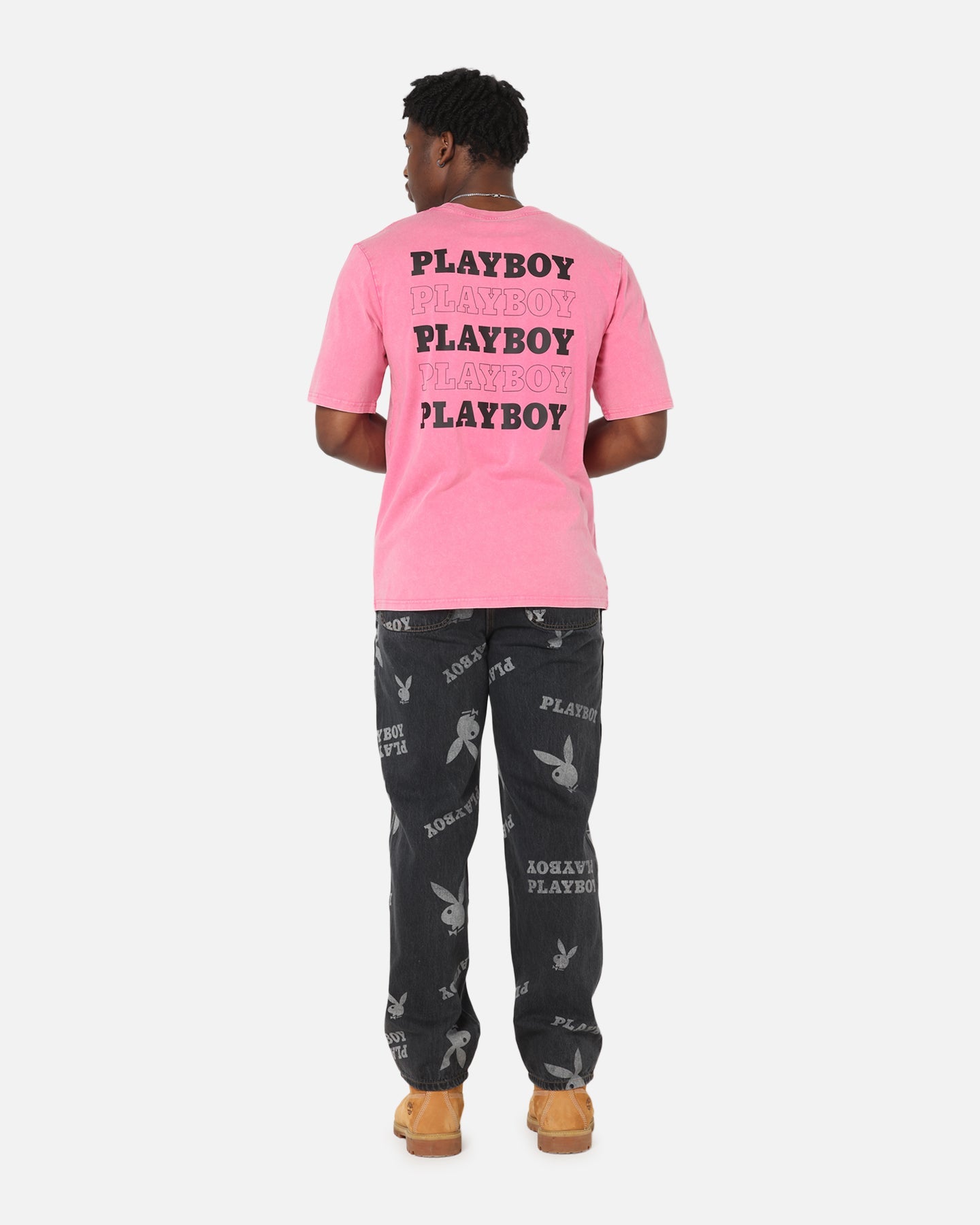 Playboy Stack Washed T-Shirt Washed Raspberry