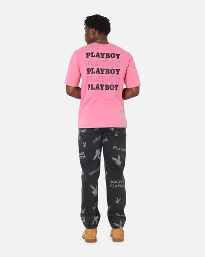 Playboy Stack Washed T-Shirt Washed Raspberry