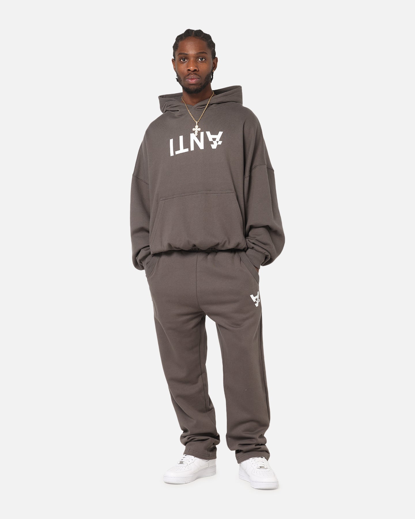 The Anti Order Reverse Logo Hoodie Charcoal Grey