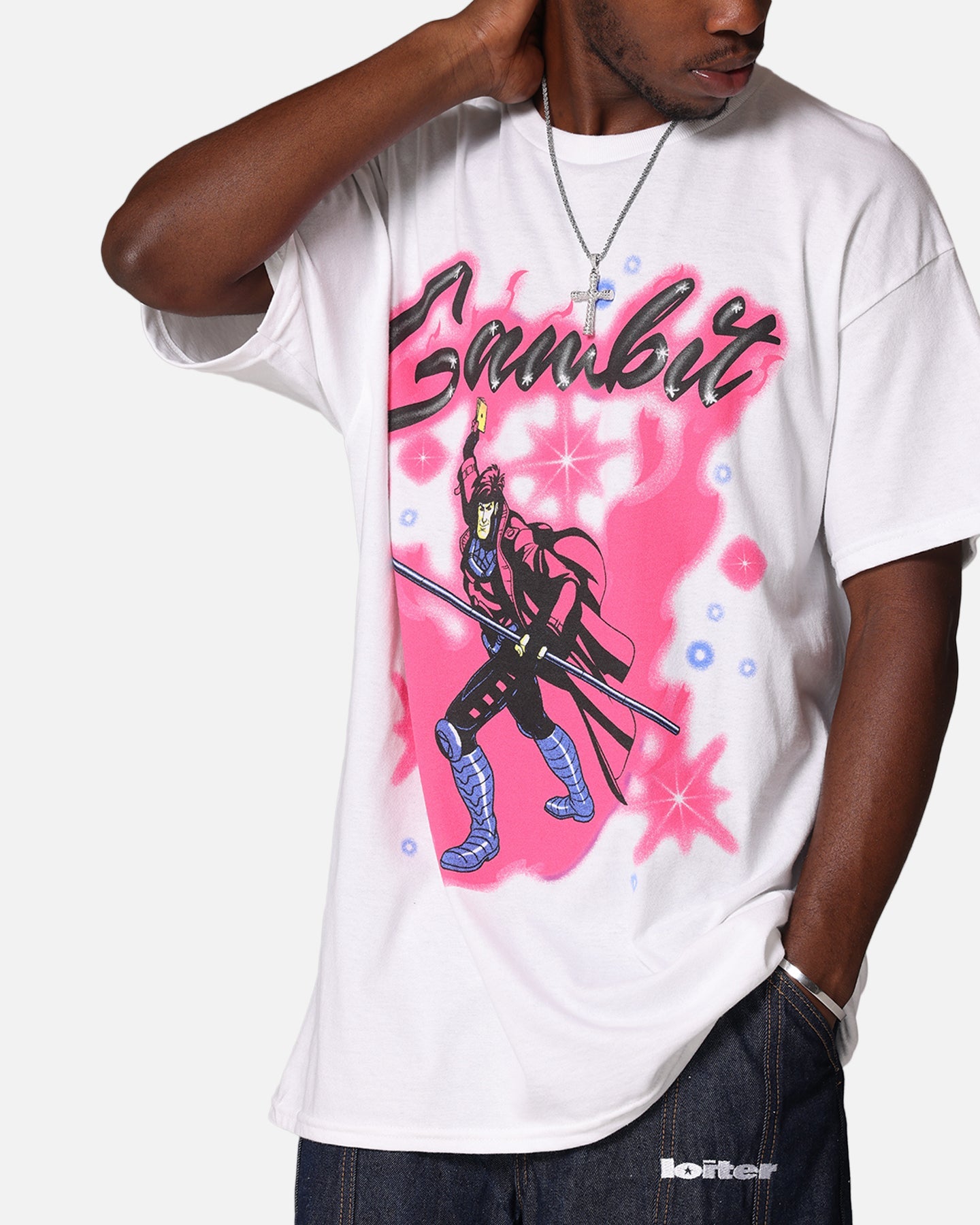 Goat Crew Marvel X-Men Gambit Airbrush T-Shirt White