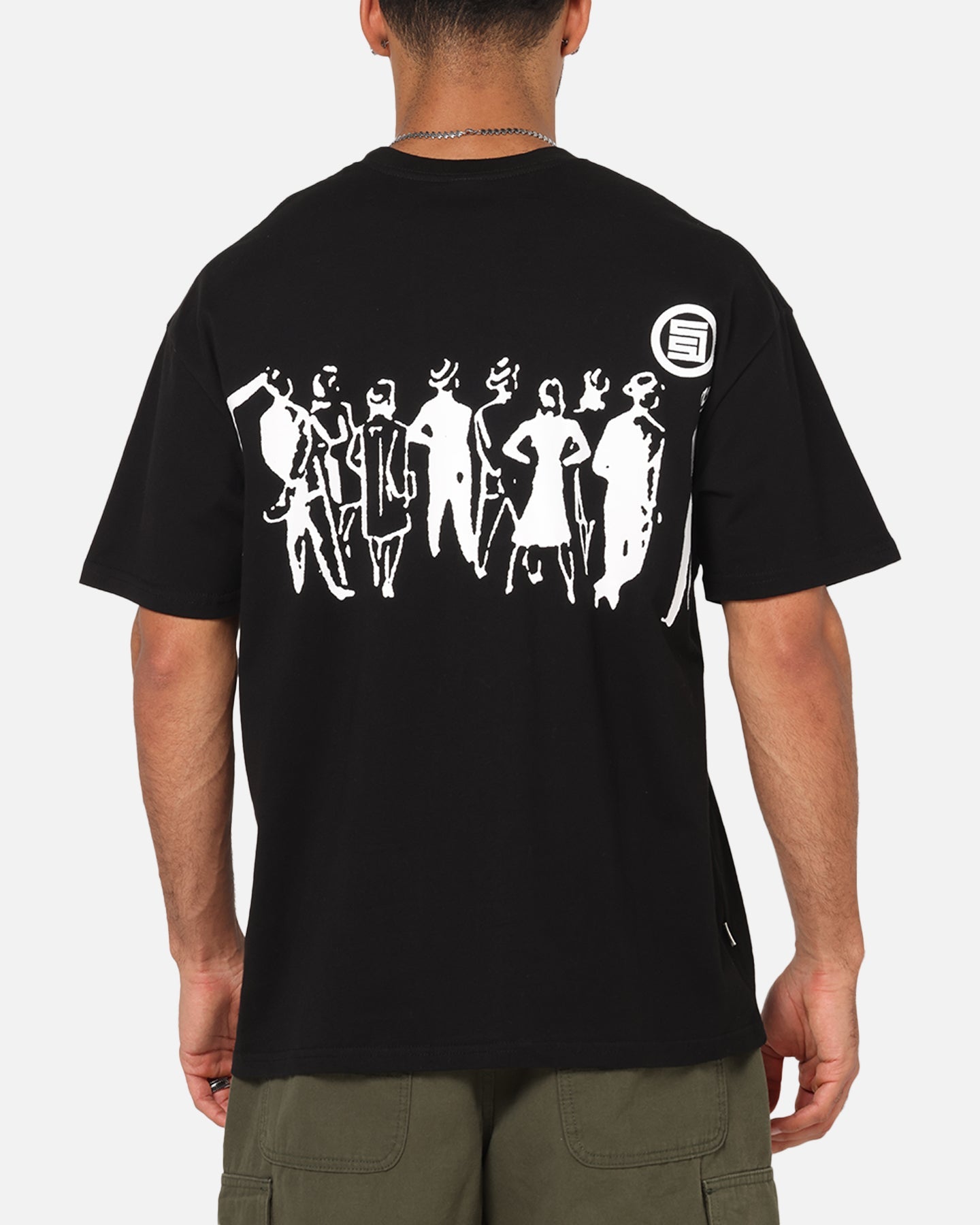 S Double People Stripe T-Shirt Black