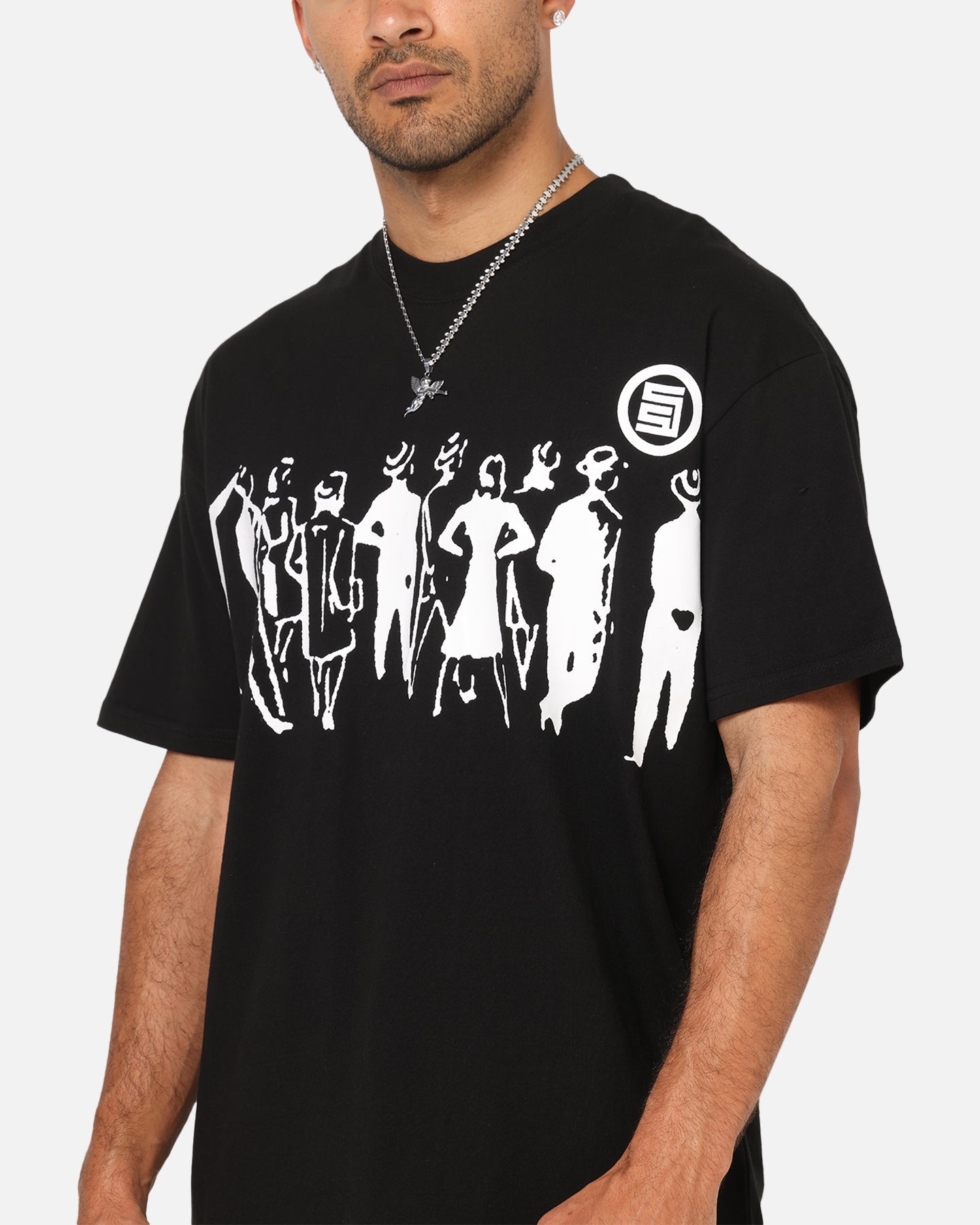 S Double People Stripe T-Shirt Black