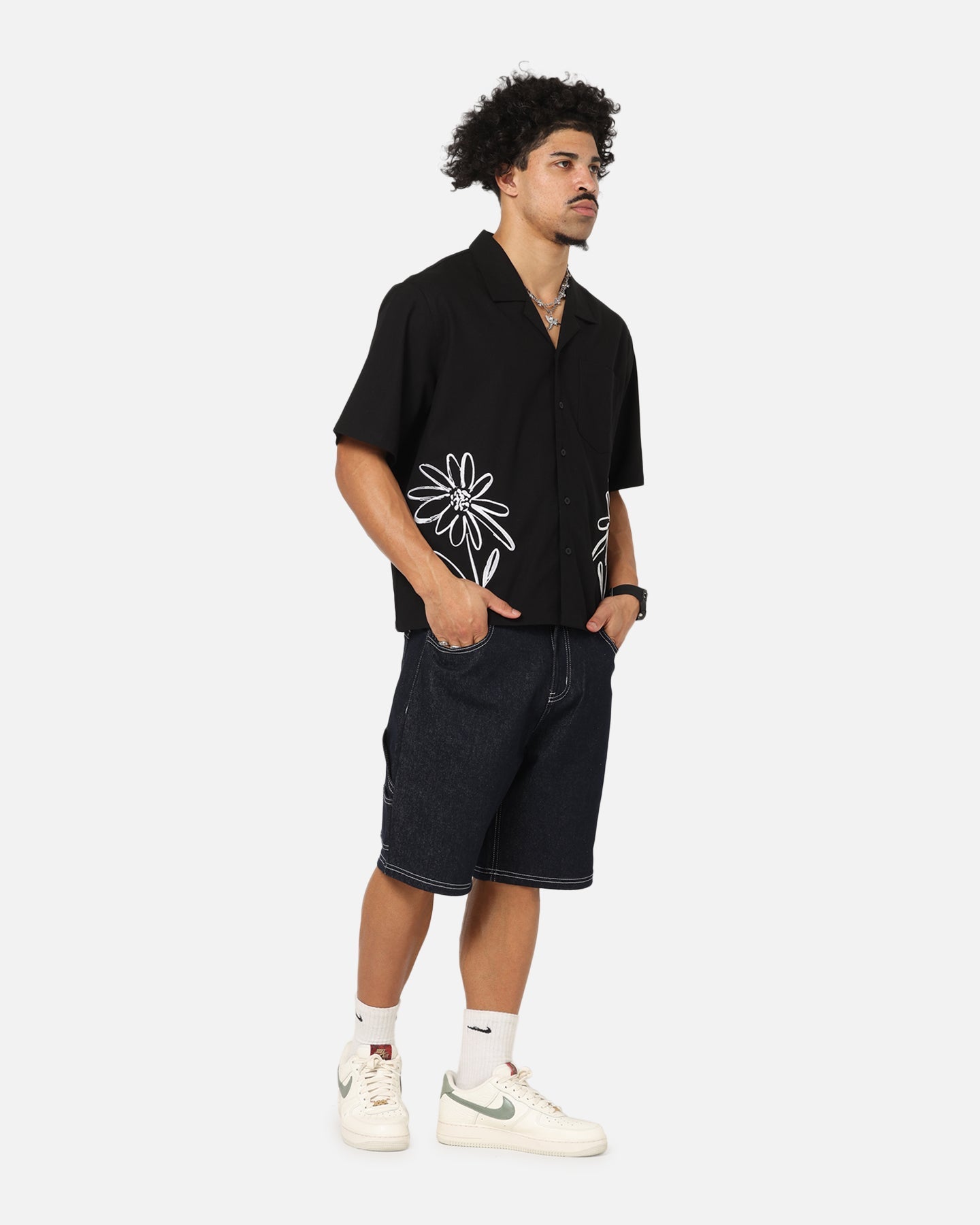 Carre Hand Picked Button Up Shirt Black