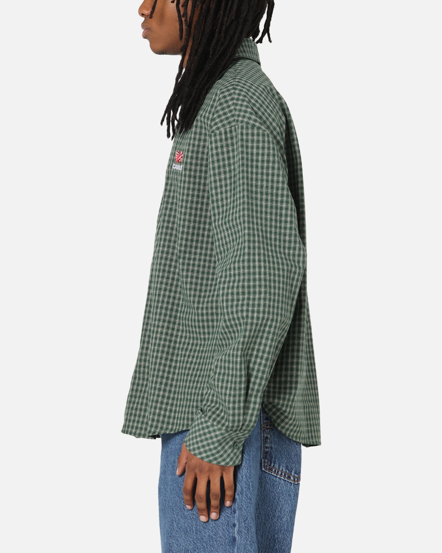 Carre Motion Long Sleeve Button Up Shirt Green Check