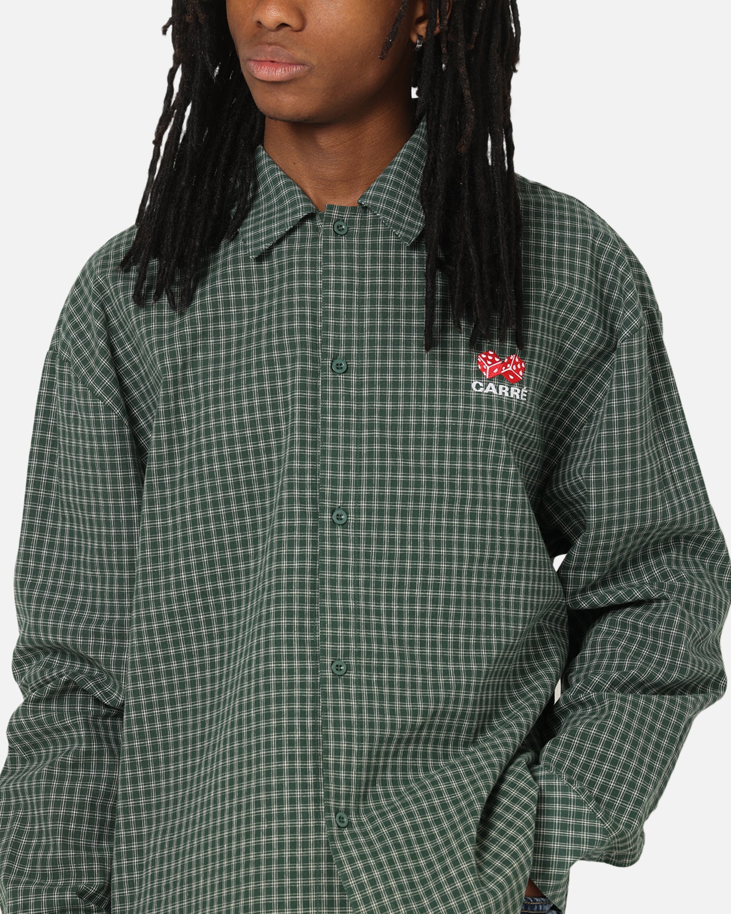 Carre Motion Long Sleeve Button Up Shirt Green Check