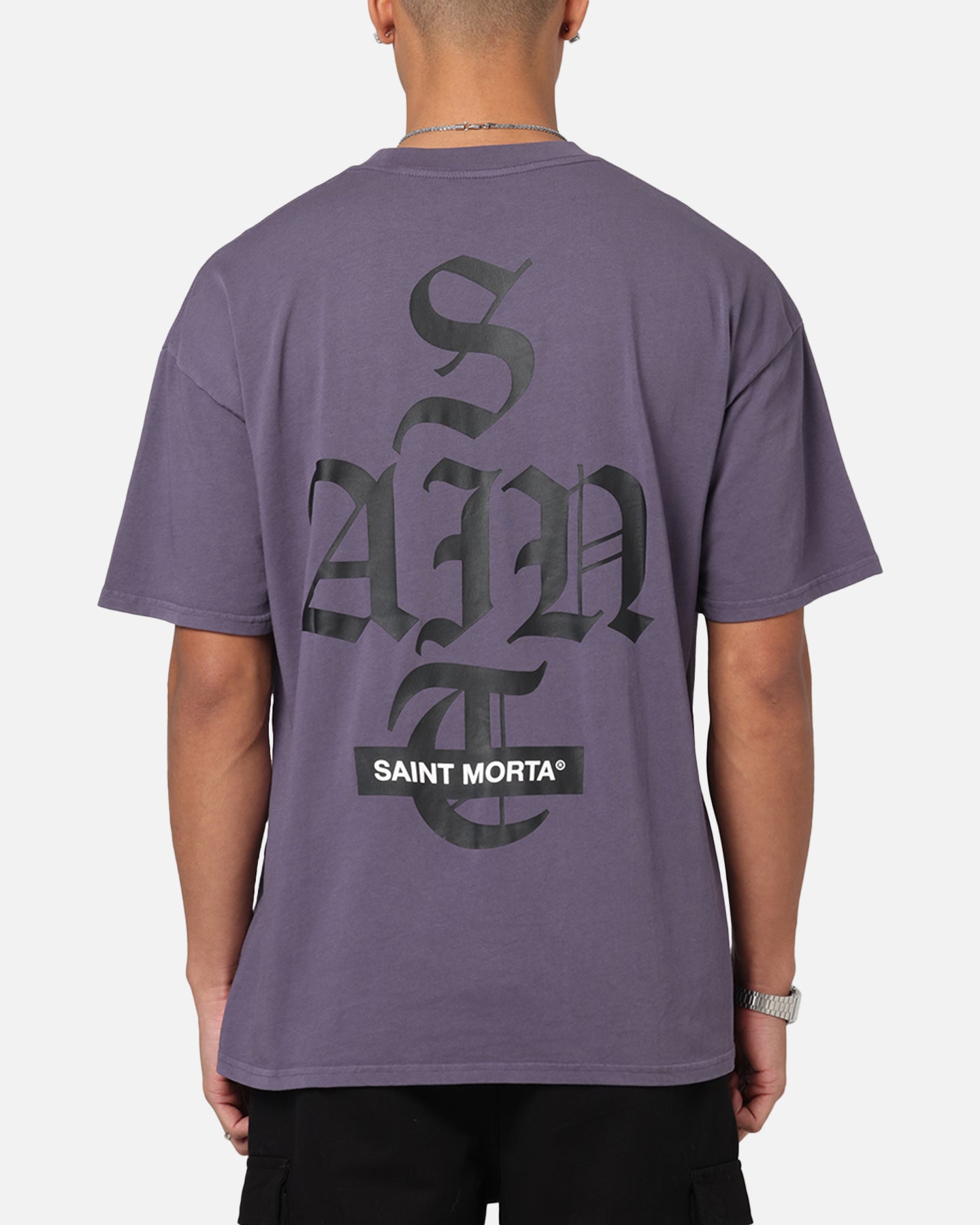 Saint Morta Gothic Stack T-Shirt Purple