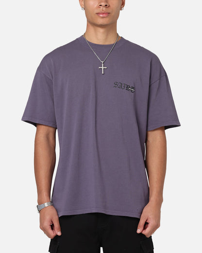 Saint Morta Gothic Stack T-Shirt Purple