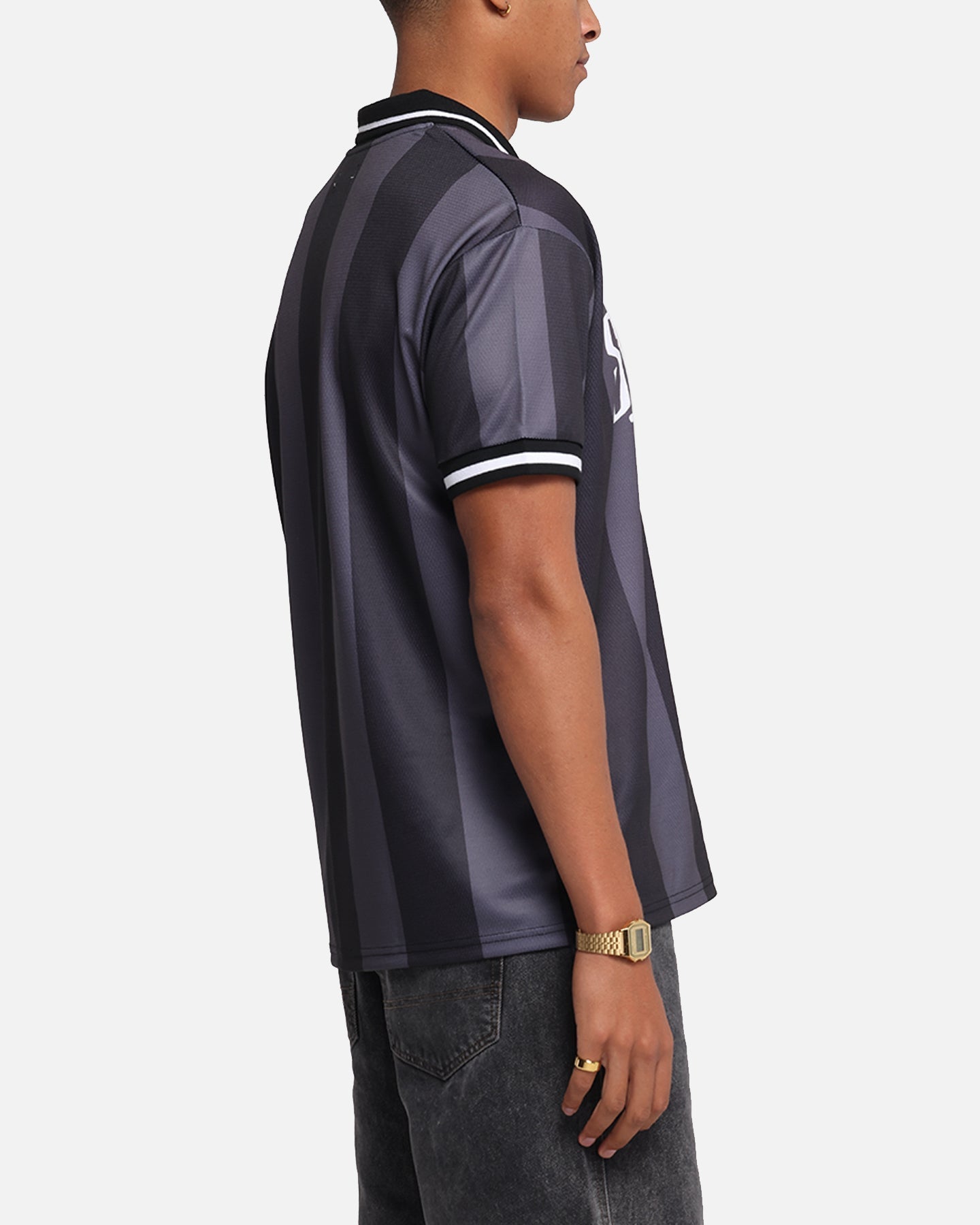 S Double Football Jersey Black Stripe