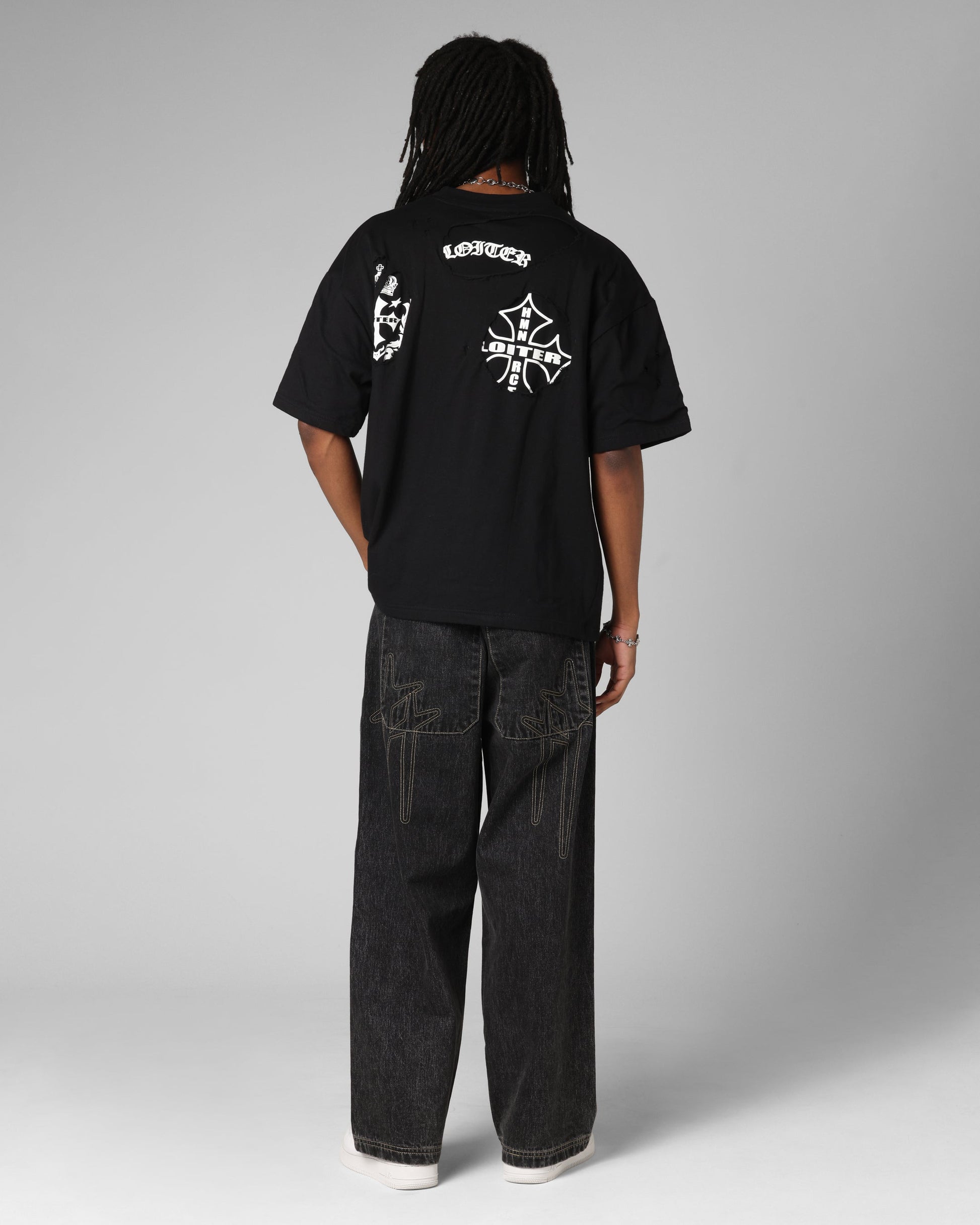 Loiter Destruction T-Shirt Black Wash