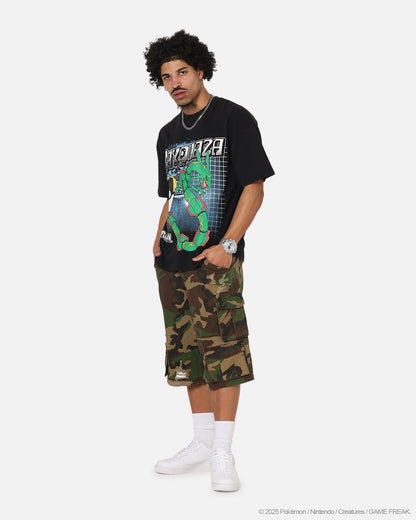 The Pokémon Collection By 73Studio Rayquaza T-Shirt Black Acidwash