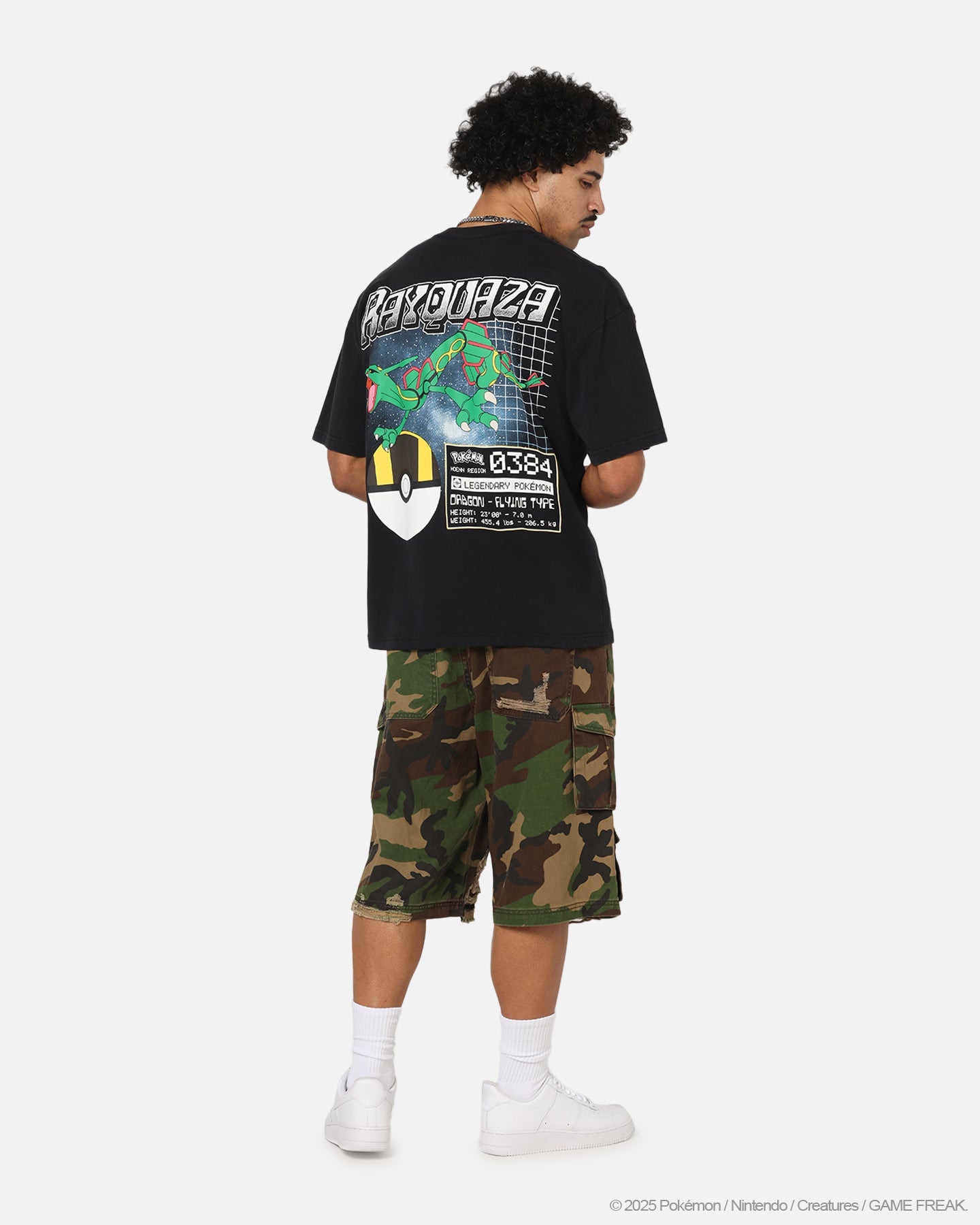 The Pokémon Collection By 73Studio Rayquaza T-Shirt Black Acidwash