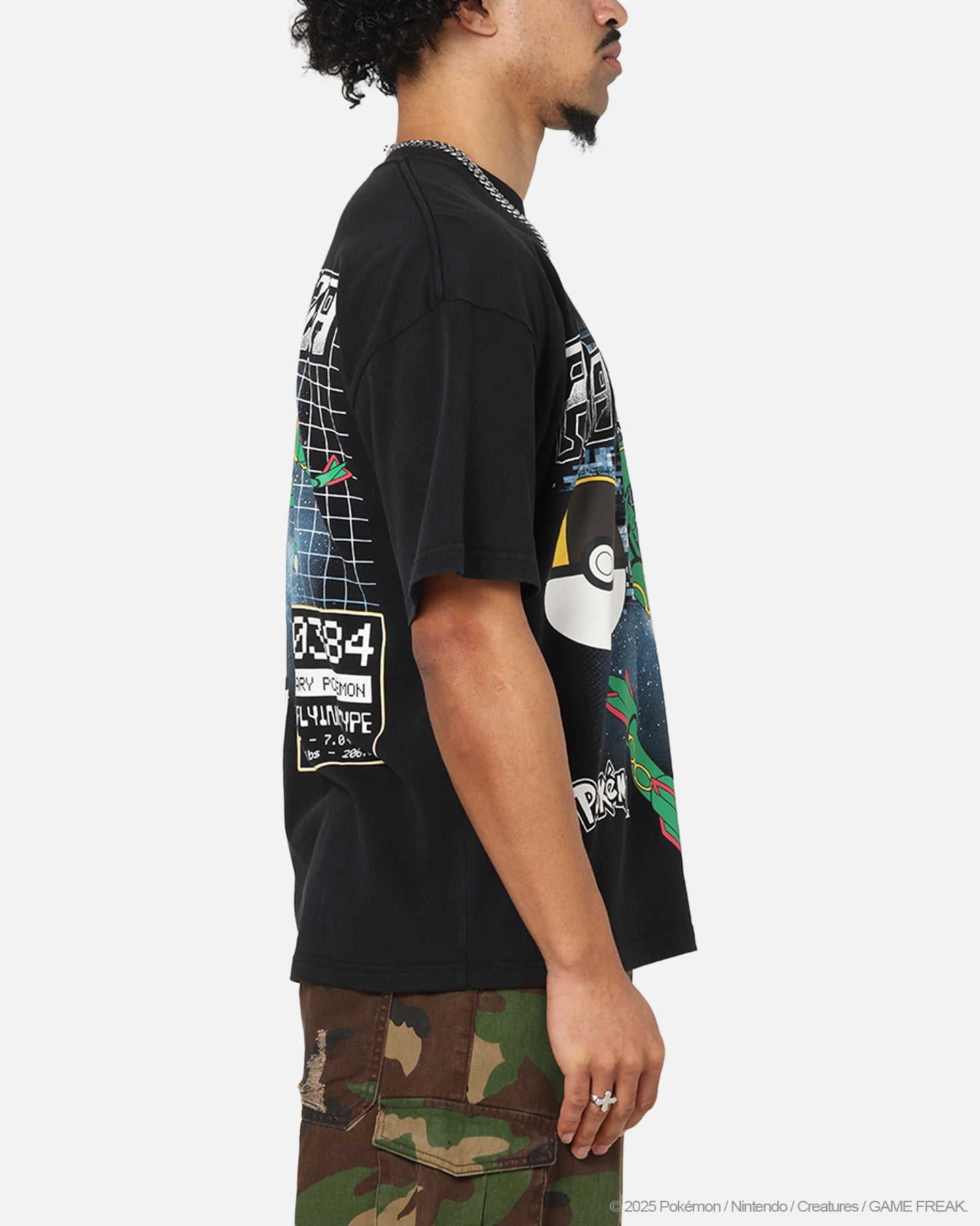 The Pokémon Collection By 73Studio Rayquaza T-Shirt Black Acidwash