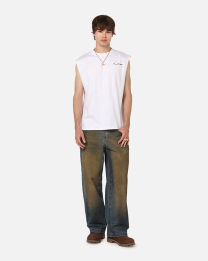 Saint Morta Scription Oversized Muscle T-Shirt White