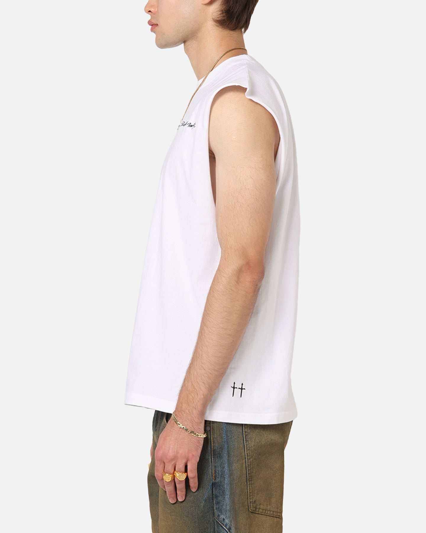 Saint Morta Scription Oversized Muscle T-Shirt White