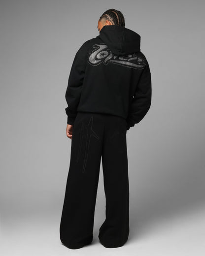 Loiter Silicone Rhinestone Zip Hoodie Black