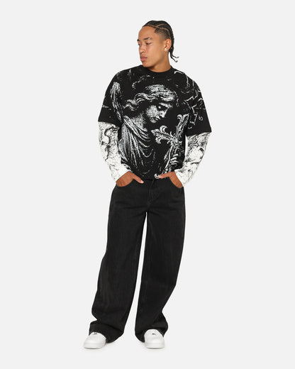 Saint Morta Crossbearer Layer Long Sleeve T-Shirt Vintage Black