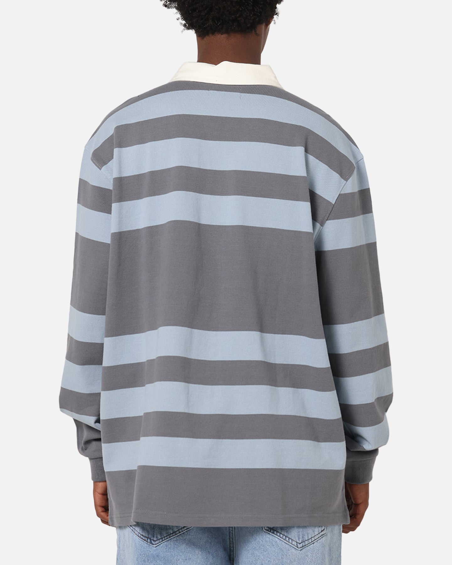 S Double PK Stripe Rugby Polo Baby Blue