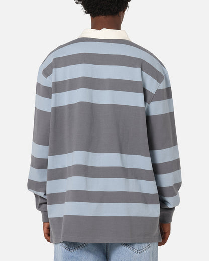 S Double PK Stripe Rugby Polo Baby Blue