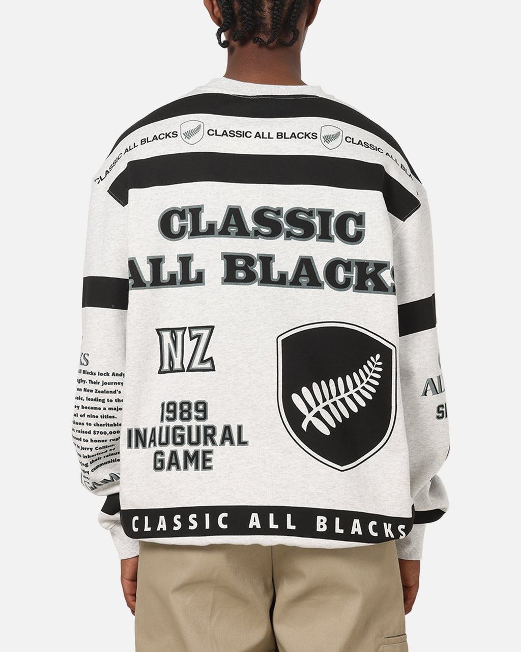 Mitchell & Ness All Blacks Rugby Union Classic Crewneck Silver Marle