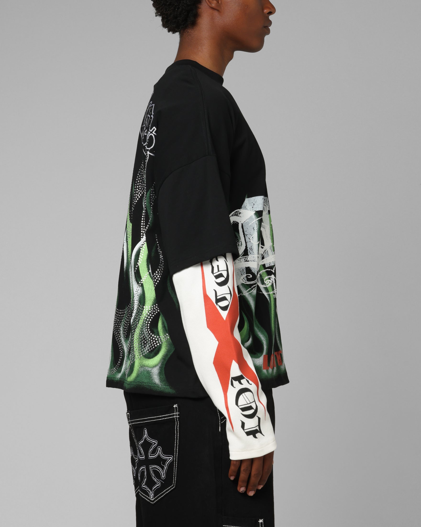 Loiter Inferno Layered Long Sleeve T-Shirt Black