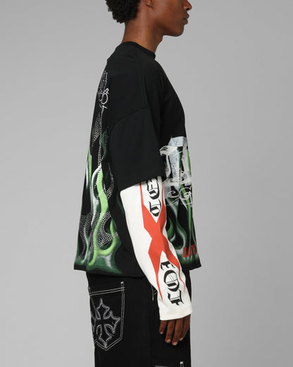 Loiter Inferno Layered Long Sleeve T-Shirt Black
