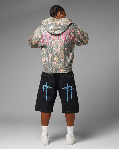 Loiter Waffle Zip Hoodie Pink Tree Camo
