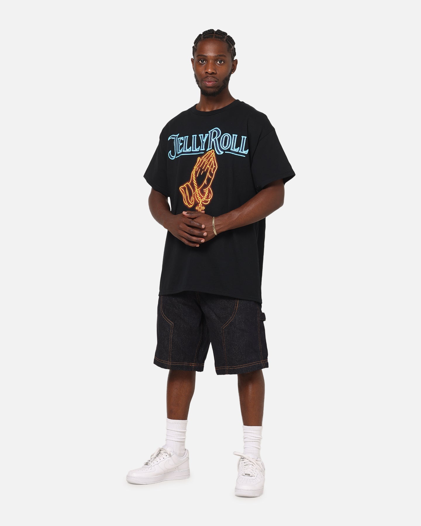 Jelly Roll Praying Neon T-Shirt Black