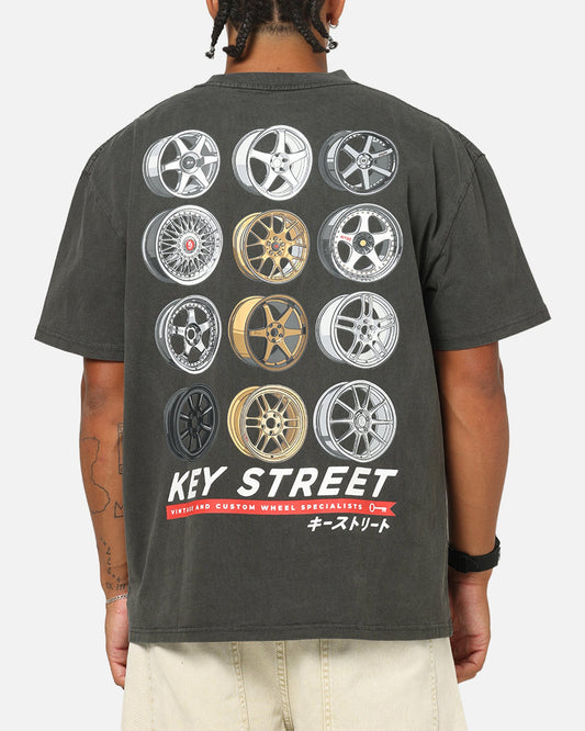 Key Street Wheels T-Shirt Black Wash