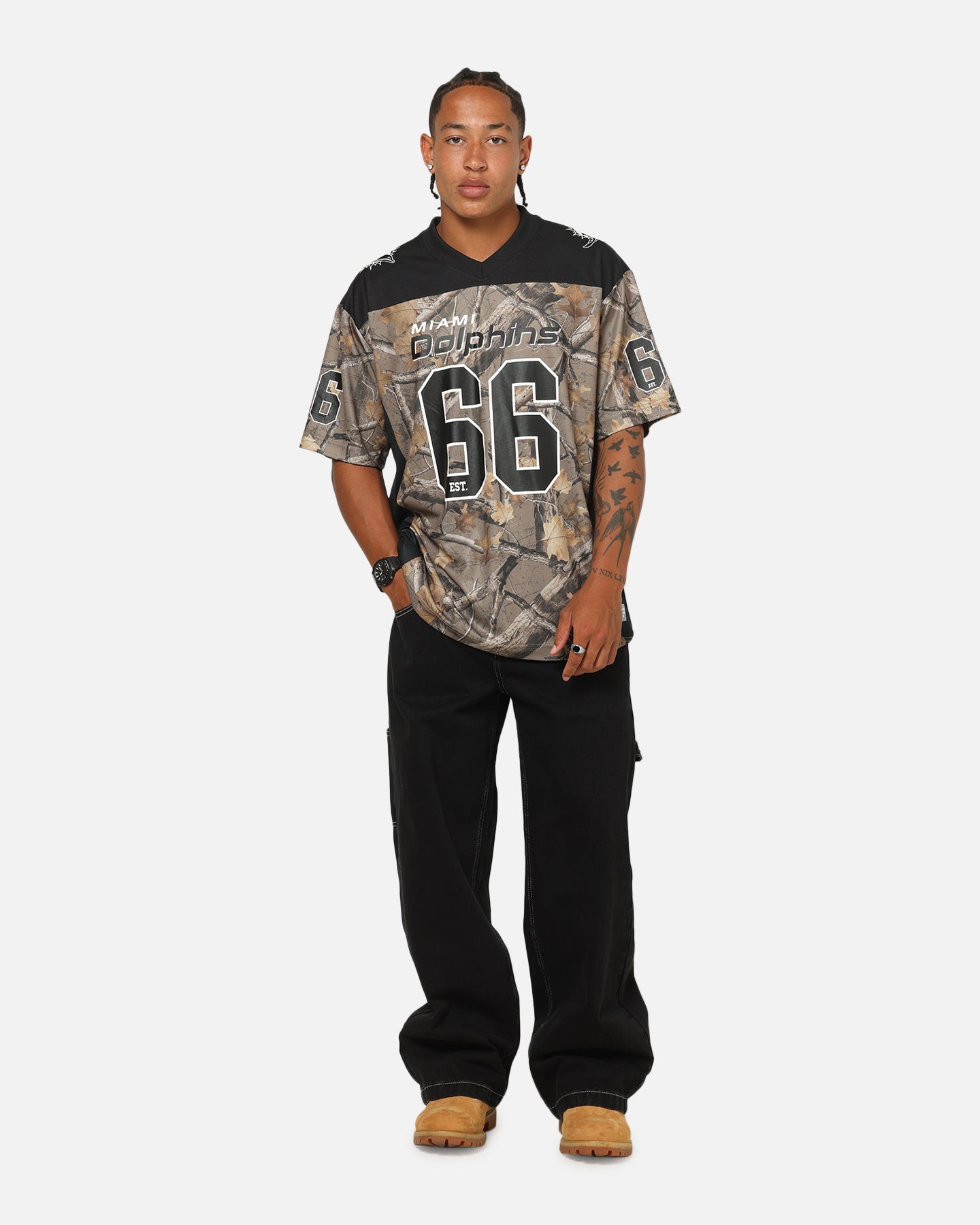 Majestic Athletic Miami Dolphins Mesh Oversized T-Shirt Khaki Forest Camo