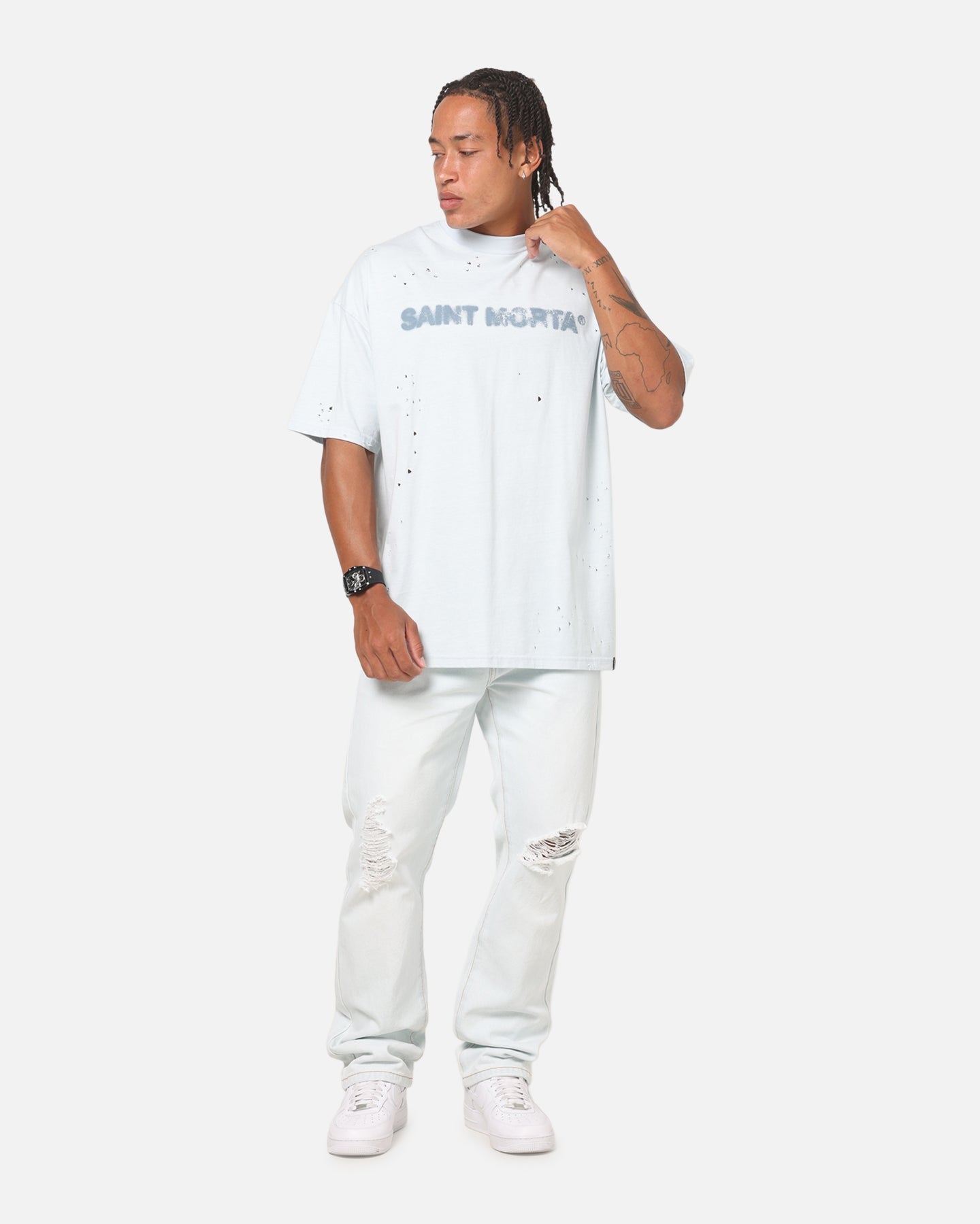 Saint Morta Apocalypse Boxy T-Shirt Washed Blue
