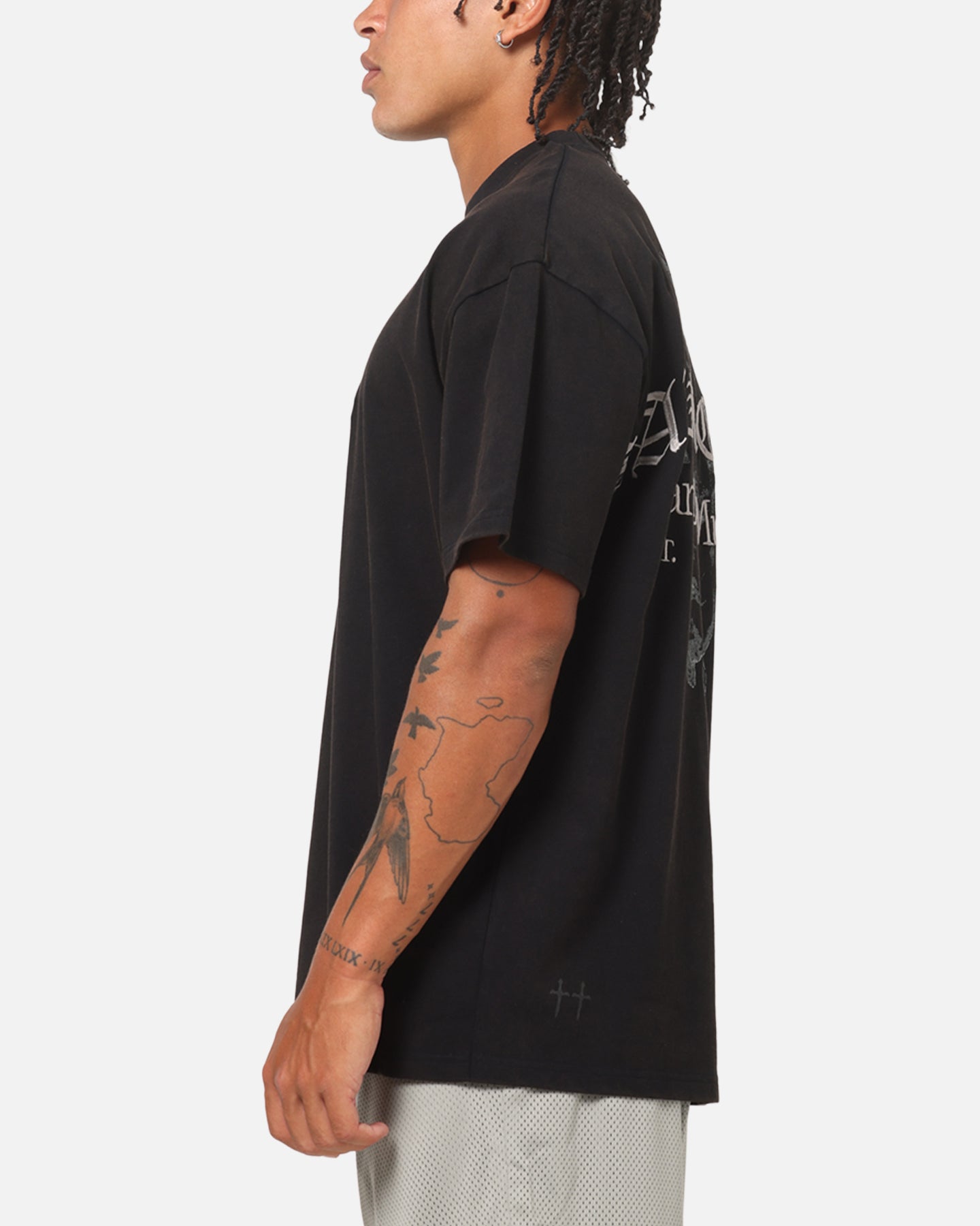 Saint Morta The Cross Boxy T-Shirt Black Acidwash