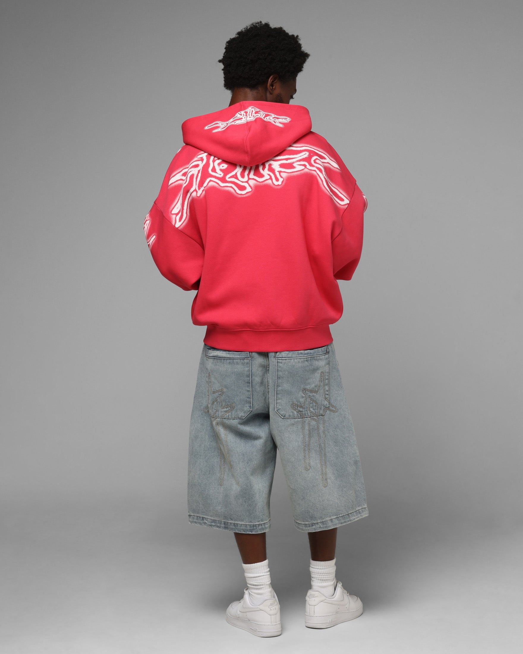 Loiter Dog Pound Airbrush Zip Hoodie Pink